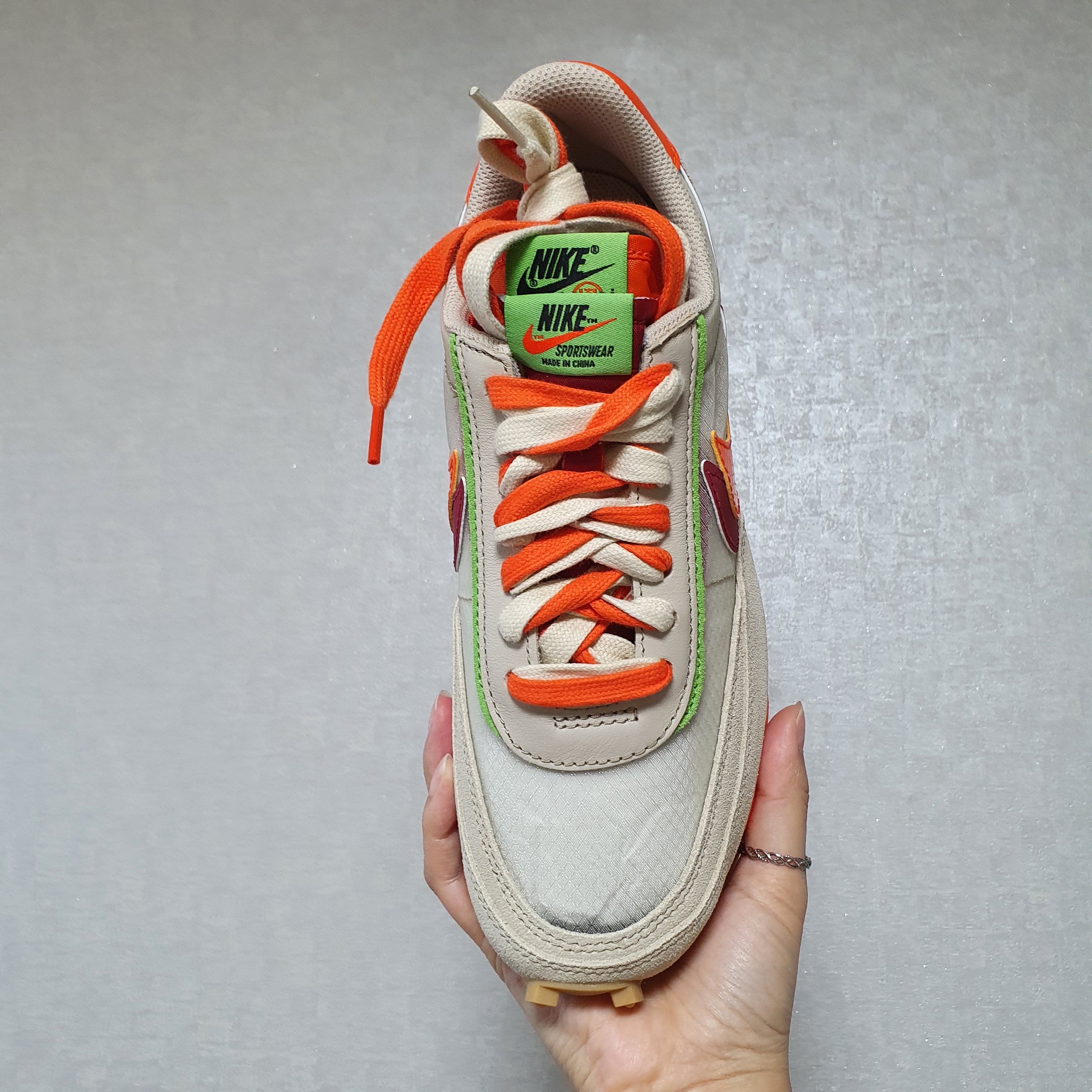 Nike x Sacai x Clot LDWaffle Orange Blaze 착용 스타일 - 4
