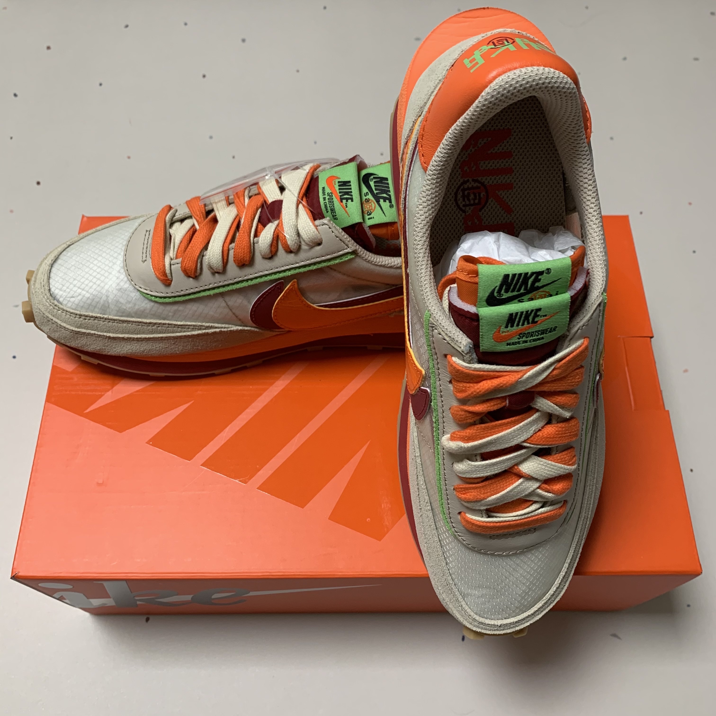 Nike x Sacai x Clot LDWaffle Orange Blaze 착용 스타일 - 3