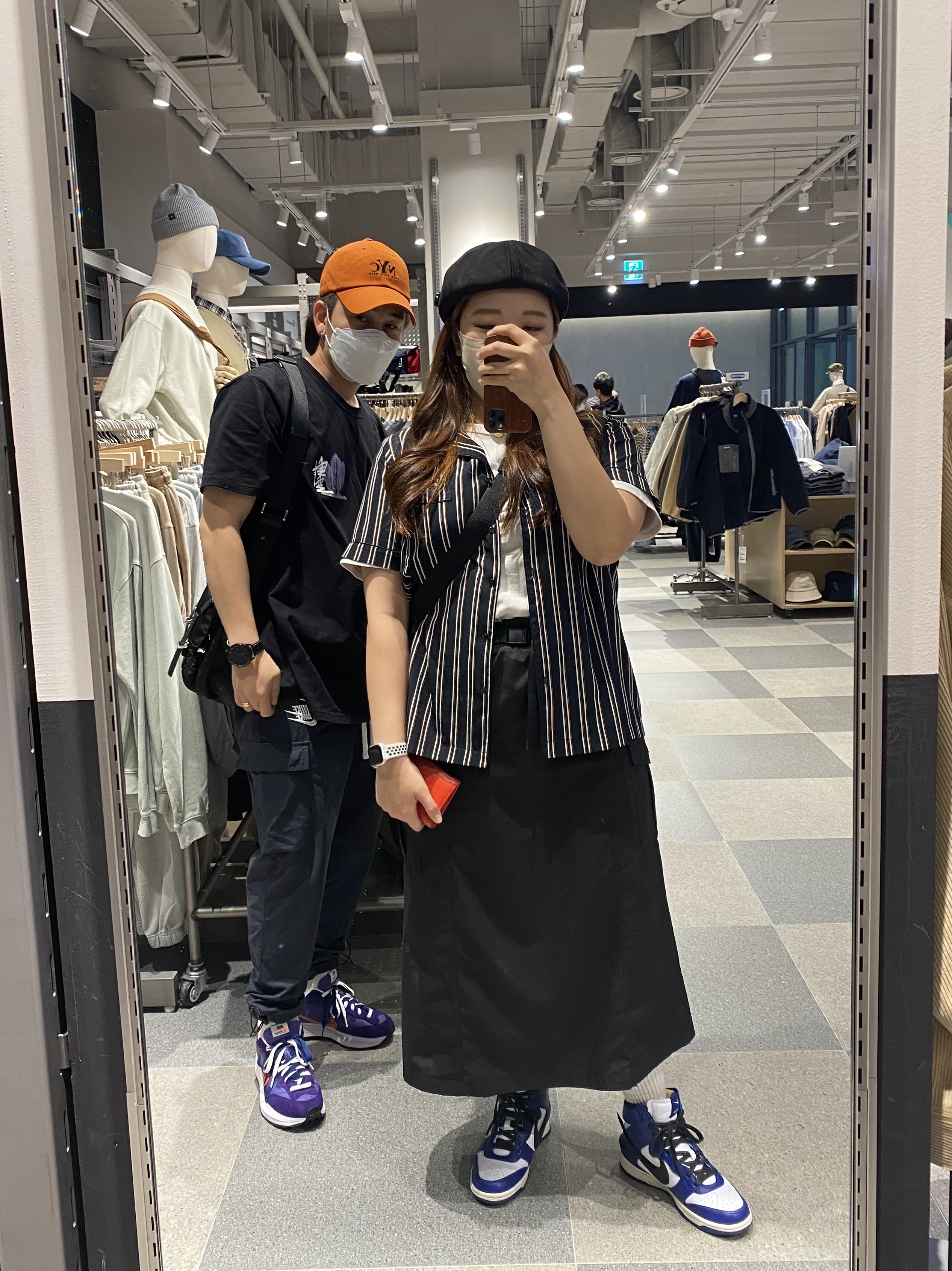 Nike x Sacai VaporWaffle Dark Iris, Nike x Ambush Dunk High Deep Royal Blue 착용 스타일