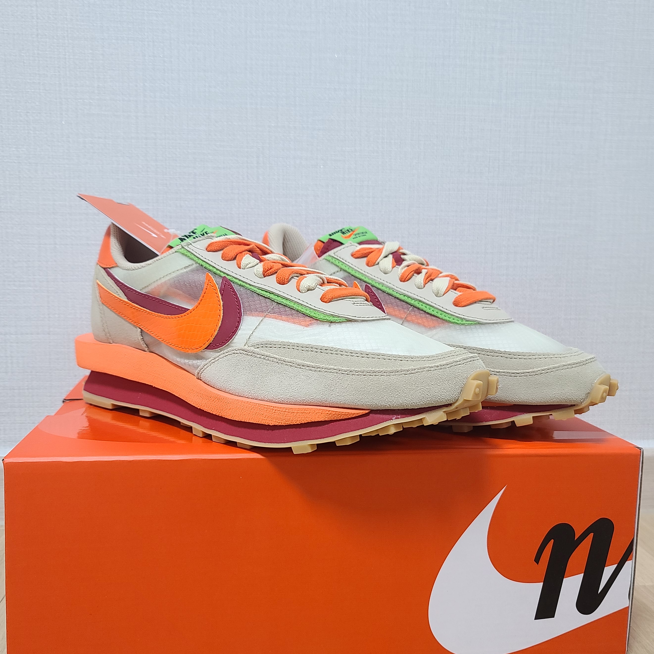 Nike x Sacai x Clot LDWaffle Orange Blaze 착용 스타일
