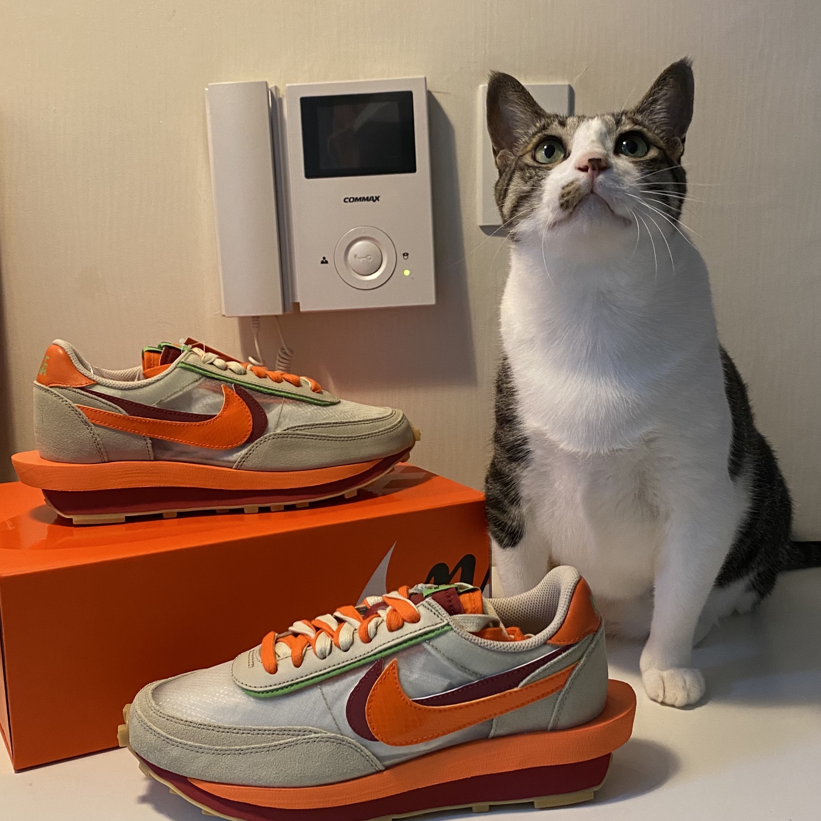Nike x Sacai x Clot LDWaffle Orange Blaze 착용 스타일 - 2