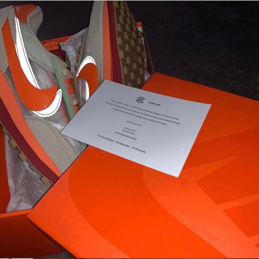 Nike x Sacai x Clot LDWaffle Orange Blaze 착용 스타일