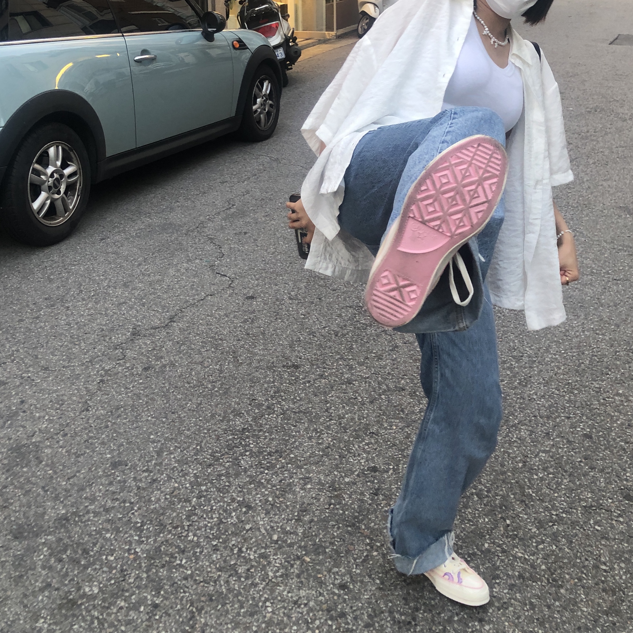 Converse x Golf le Fleur Chuck 70 High Flames Pastel Yellow 착용 스타일