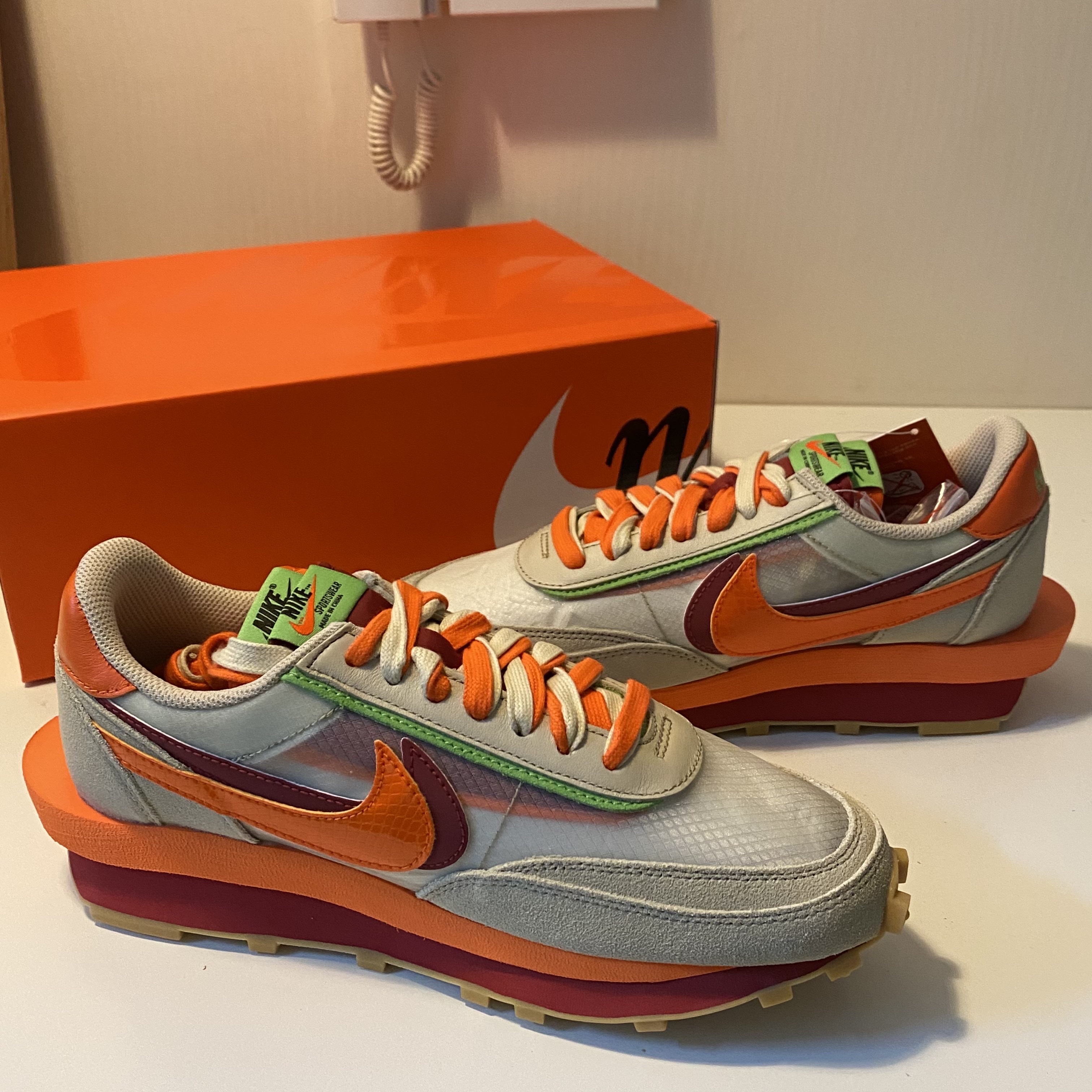 Nike x Sacai x Clot LDWaffle Orange Blaze 착용 스타일 - 4