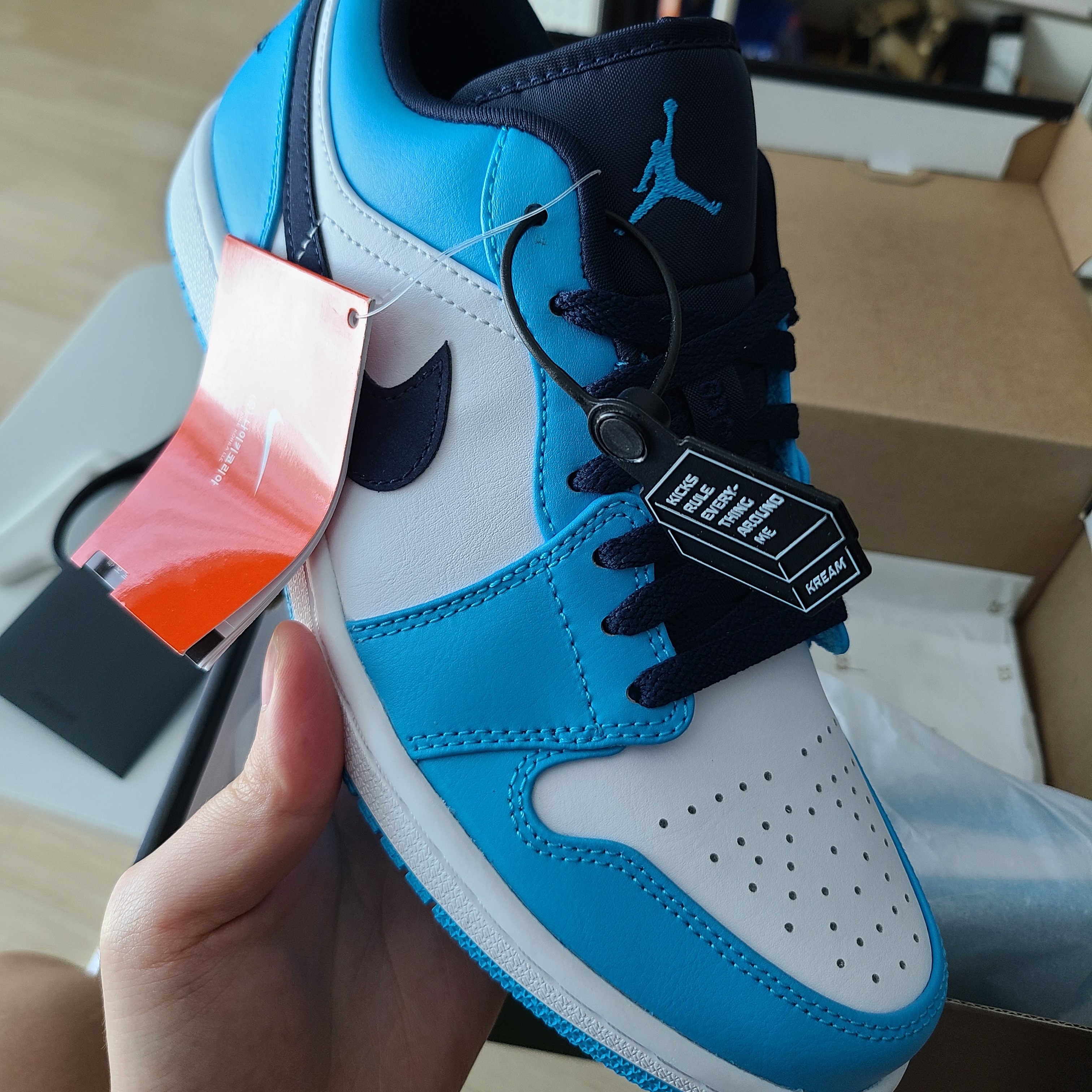 Jordan 1 Low Dark Powder Blue 착용 스타일 - 1