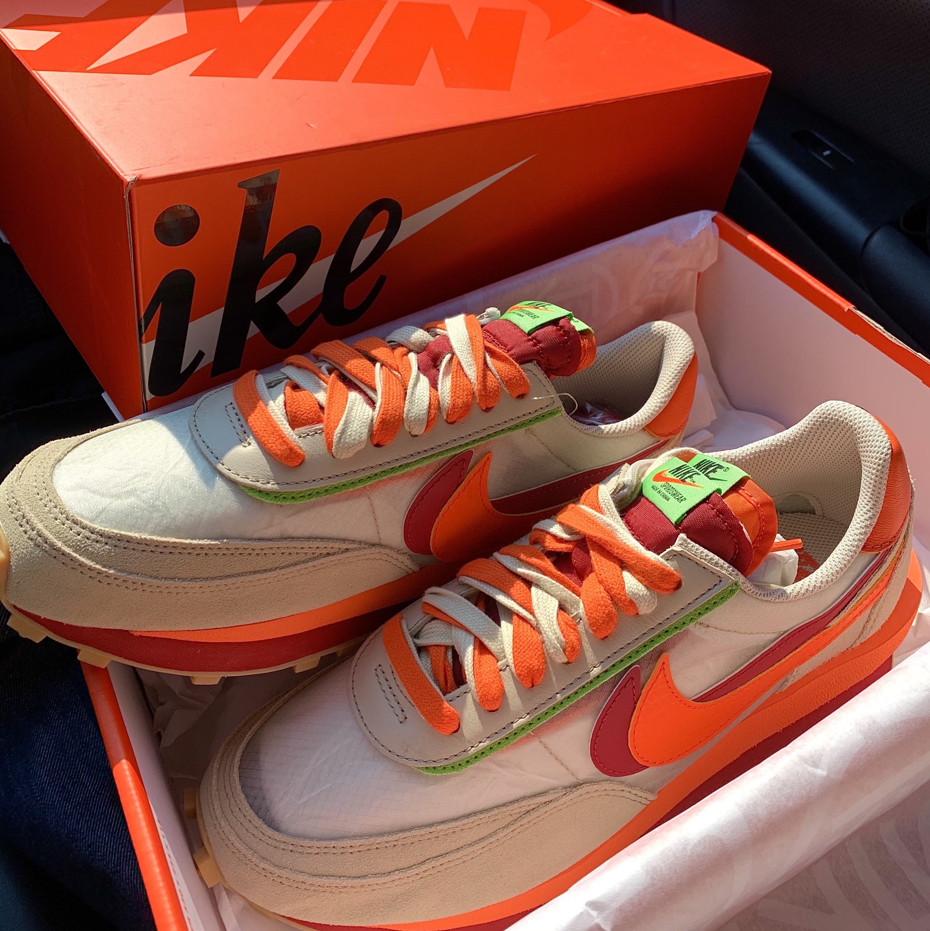 Nike x Sacai x Clot LDWaffle Orange Blaze 착용 스타일