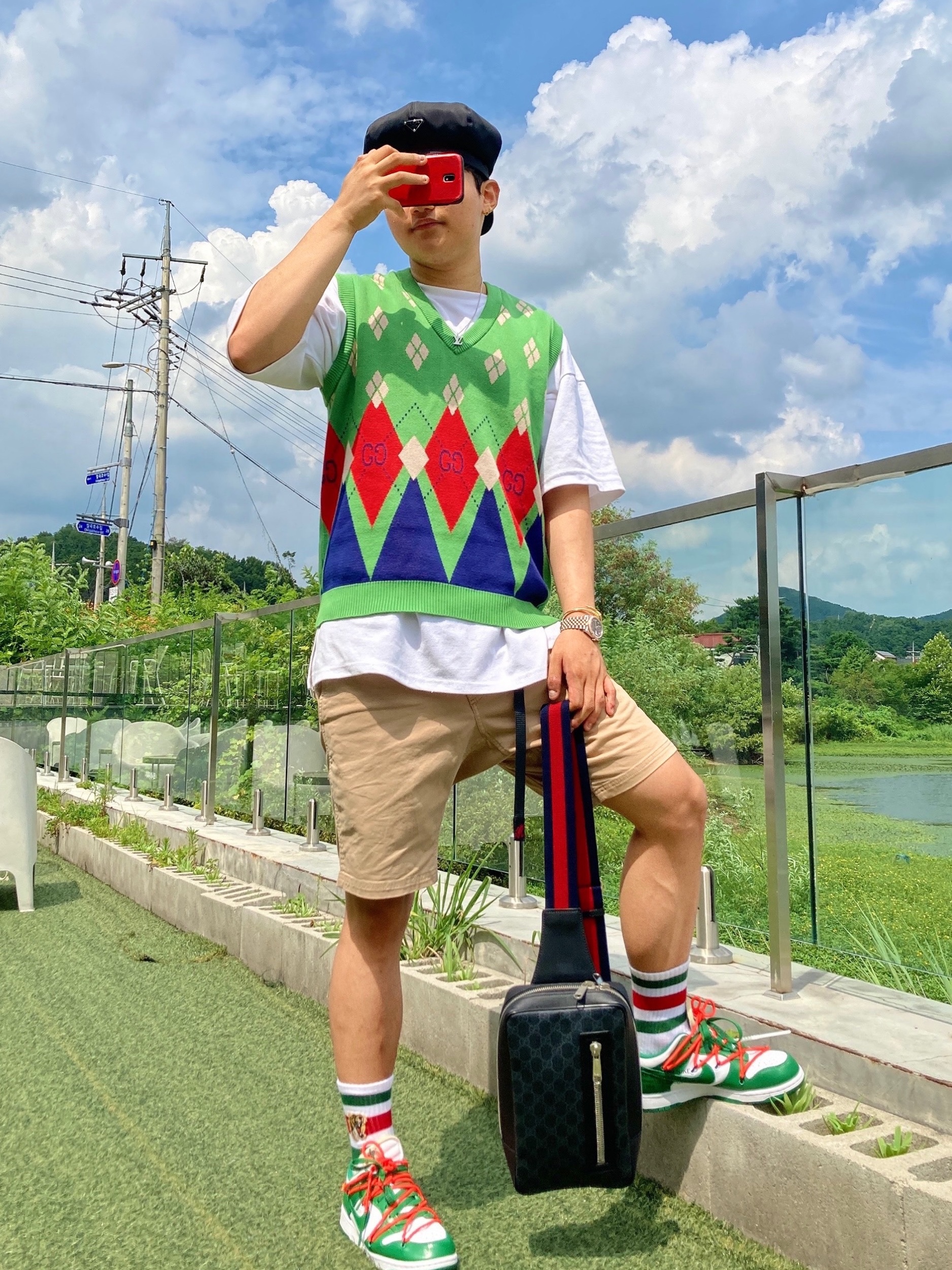 Nike x Off-White Dunk Low Pine Green 착용 스타일