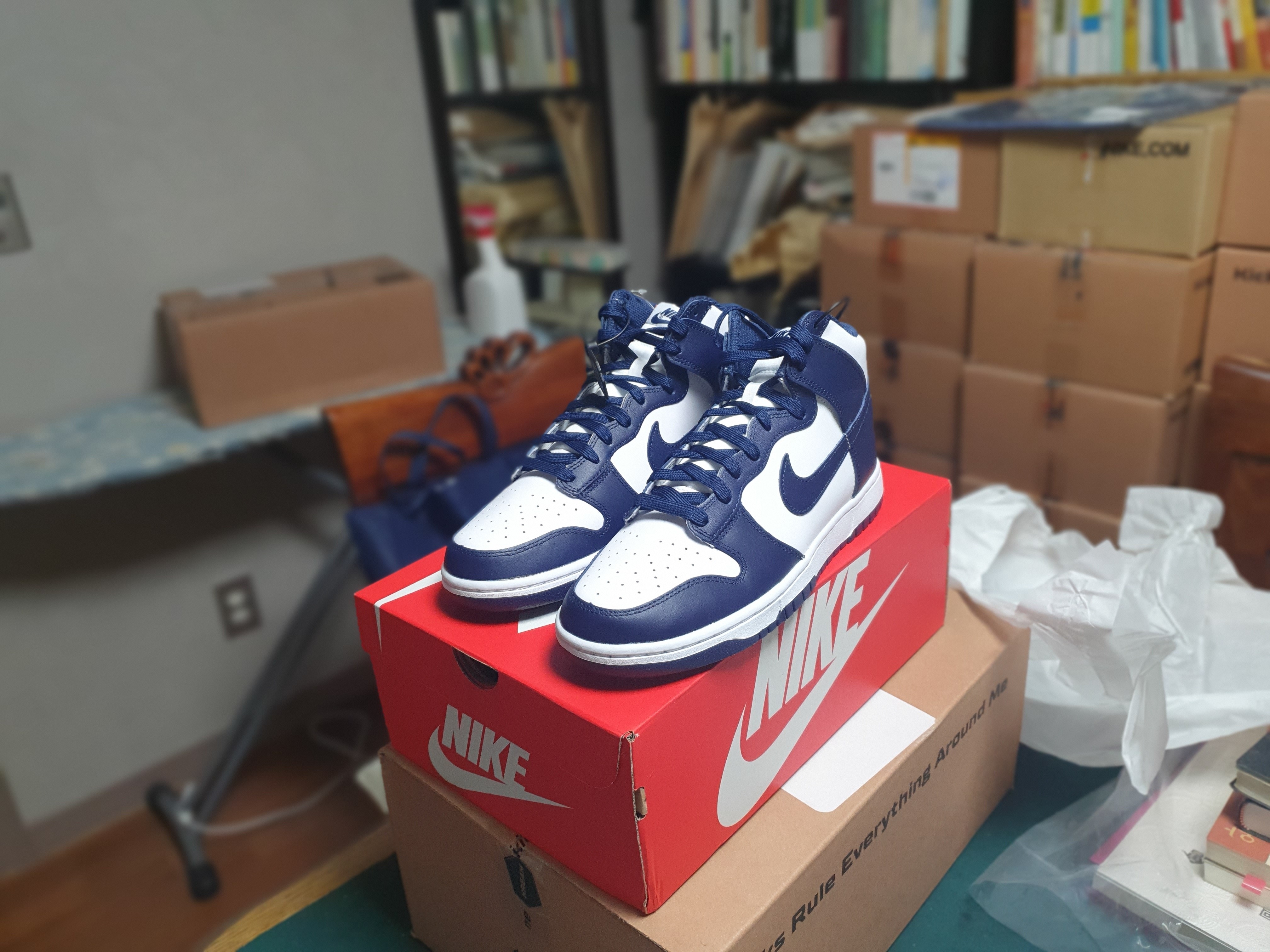 Nike Dunk High Retro Championship Navy 착용 스타일 - 1