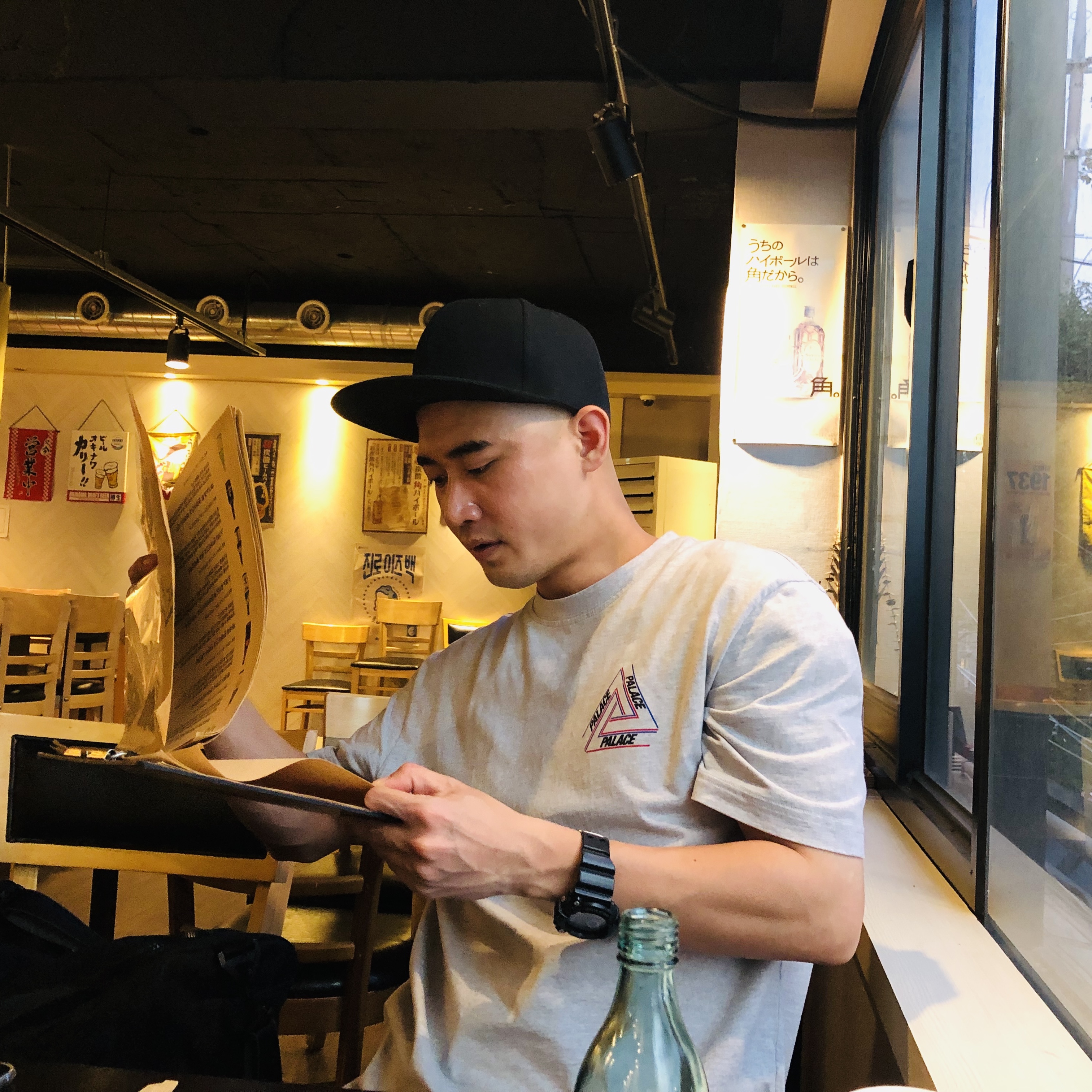 Palace Basically A Tri-Ferg T-Shirt Grey Marl - 21SS 착용 스타일