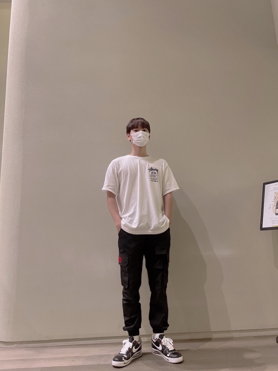 Nike x Peaceminusone Air Force 1 Low Para-Noise, Stussy x Our Legacy Surfman T-Shirt White - 21SS 착용 스타일