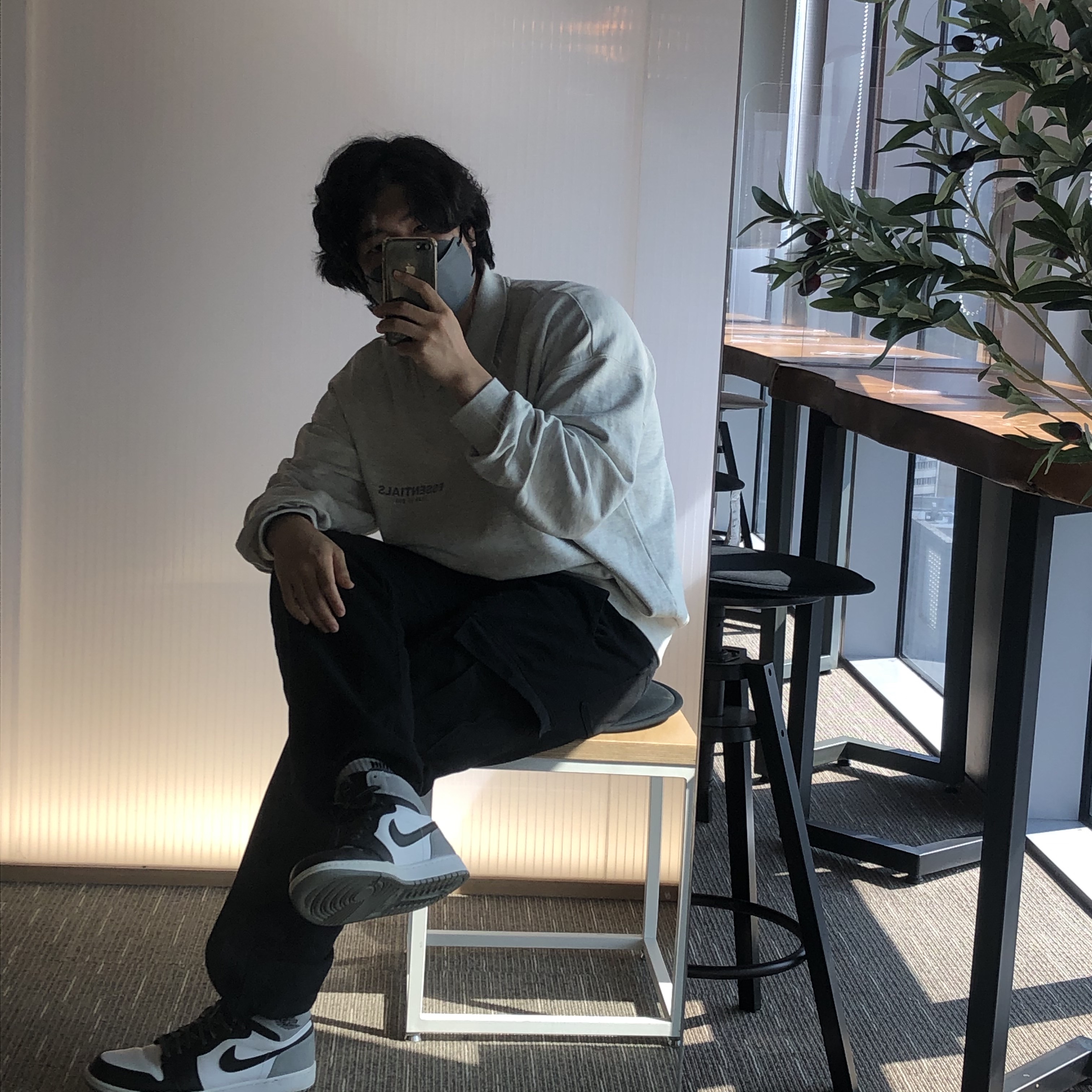 Jordan 1 Retro Barons, Essentials Long Sleeve French Terry Polo Oatmeal - 21SS 착용 스타일 - 1
