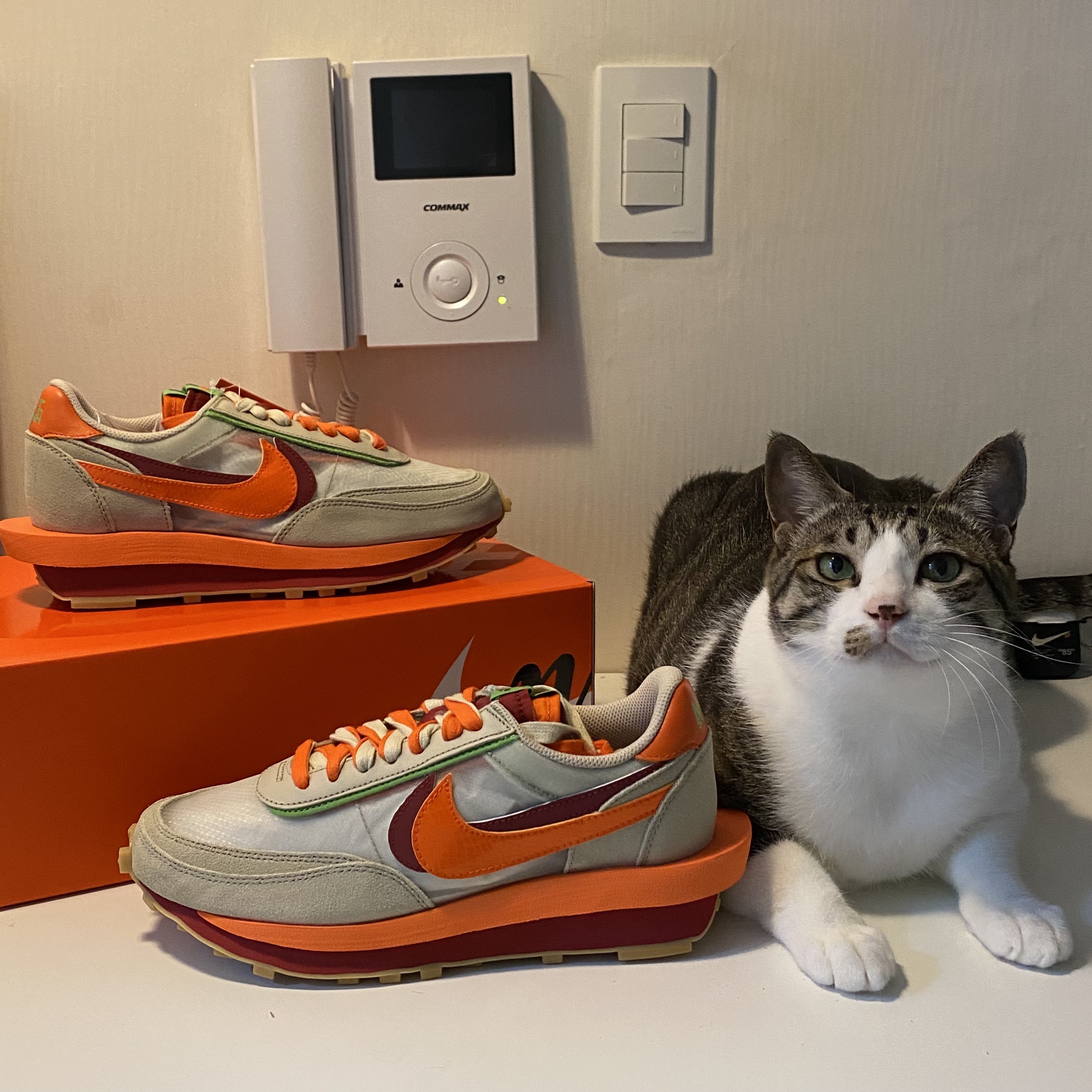 Nike x Sacai x Clot LDWaffle Orange Blaze 착용 스타일 - 3