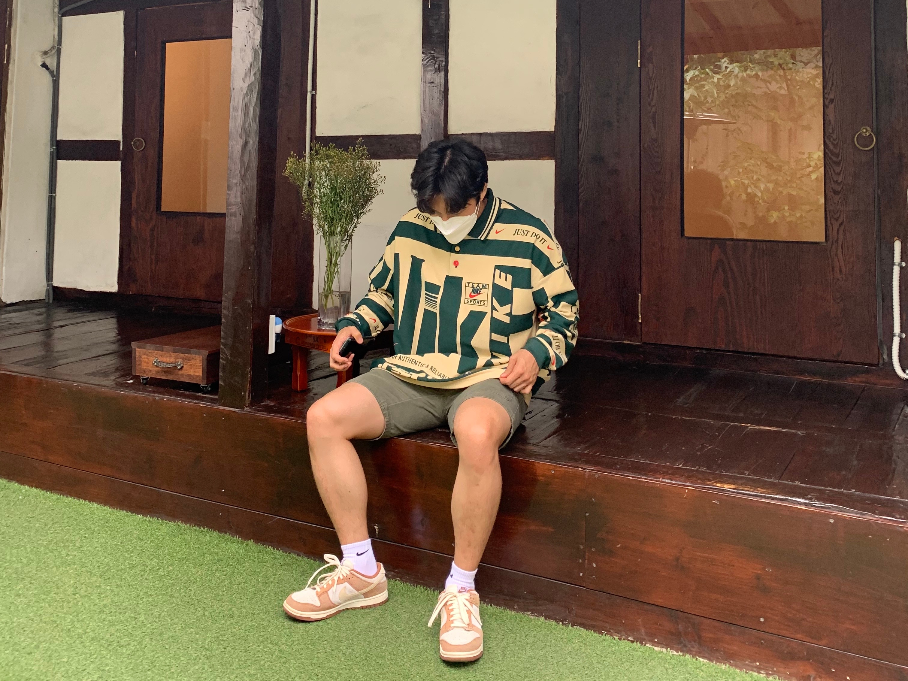 Nike Dunk Low Pro Premium Medium Curry, Nike x Cactus Plant Flea Market Long Sleeve Polo Natural - Asia 착용 스타일