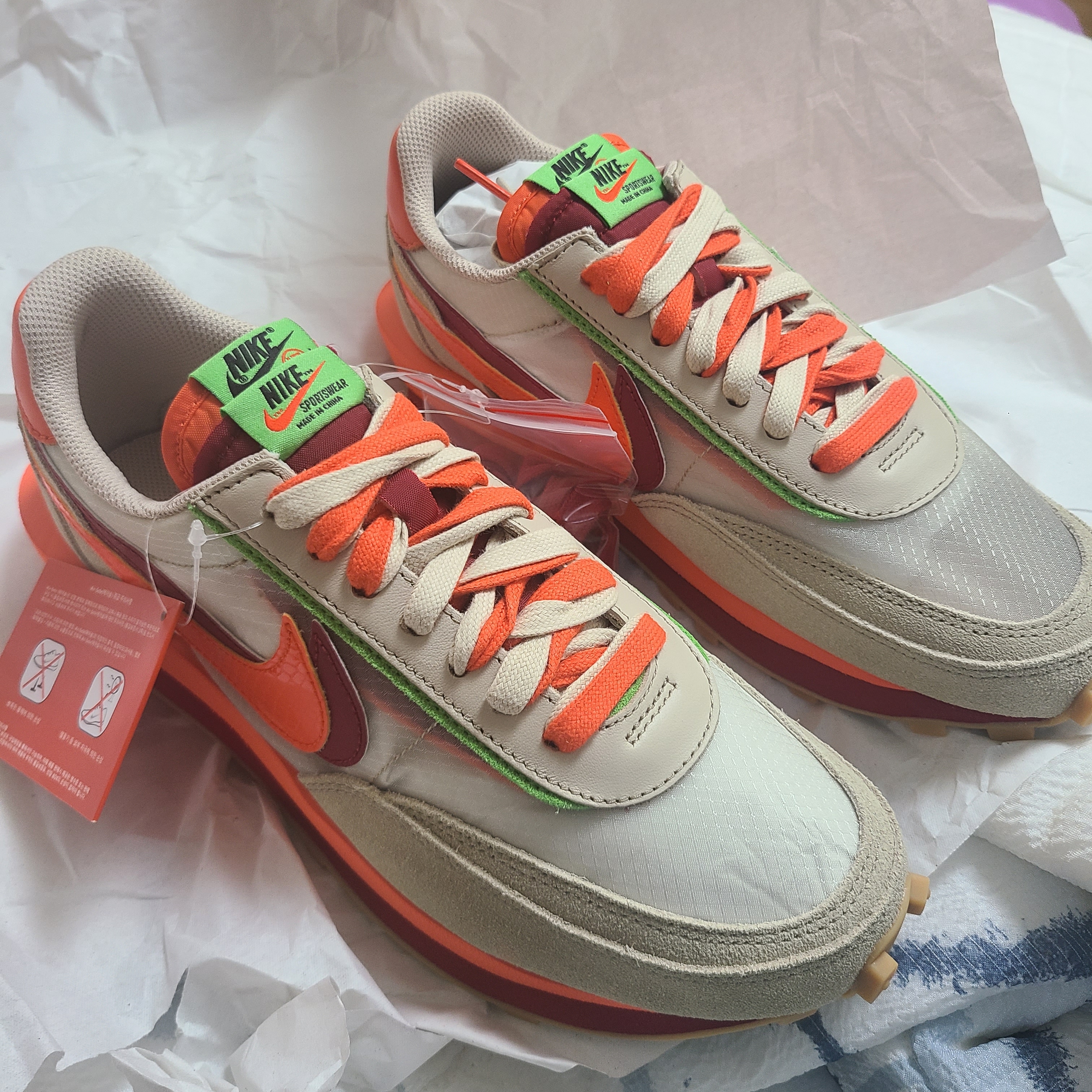 Nike x Sacai x Clot LDWaffle Orange Blaze 착용 스타일