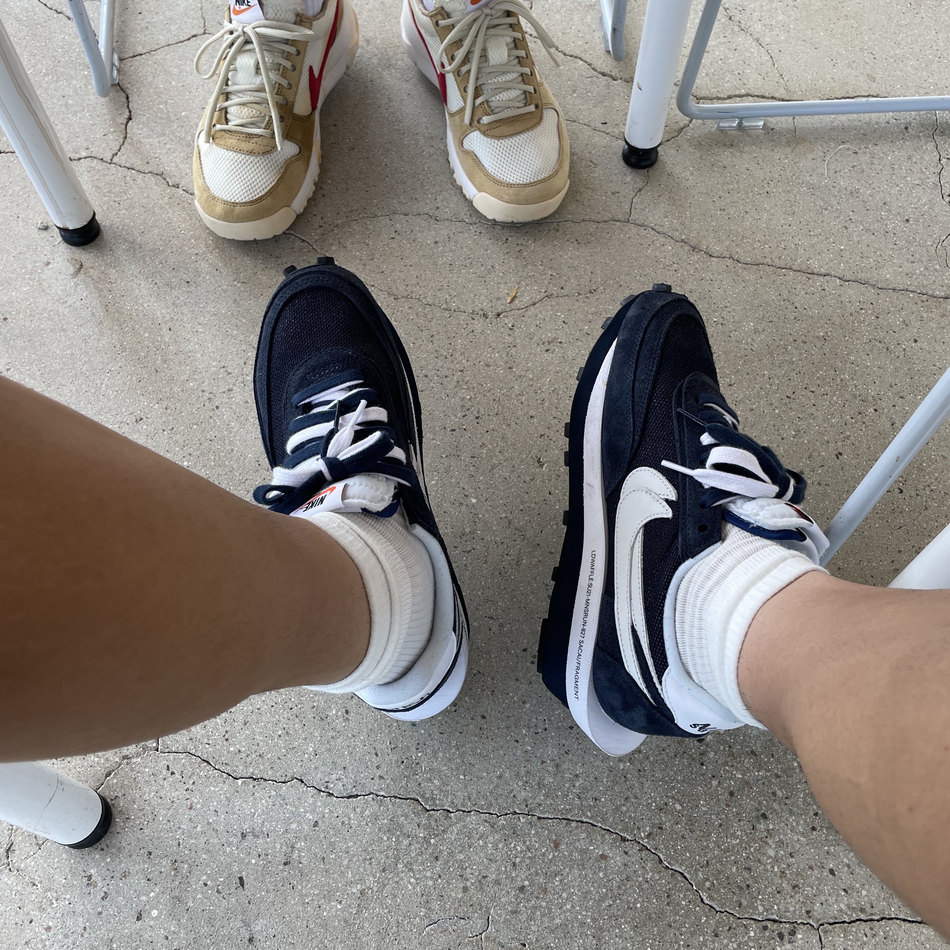 Nike x Sacai VaporWaffle Black White, Nike x Sacai x Fragment LDWaffle Blackened Blue 착용 스타일 - 2