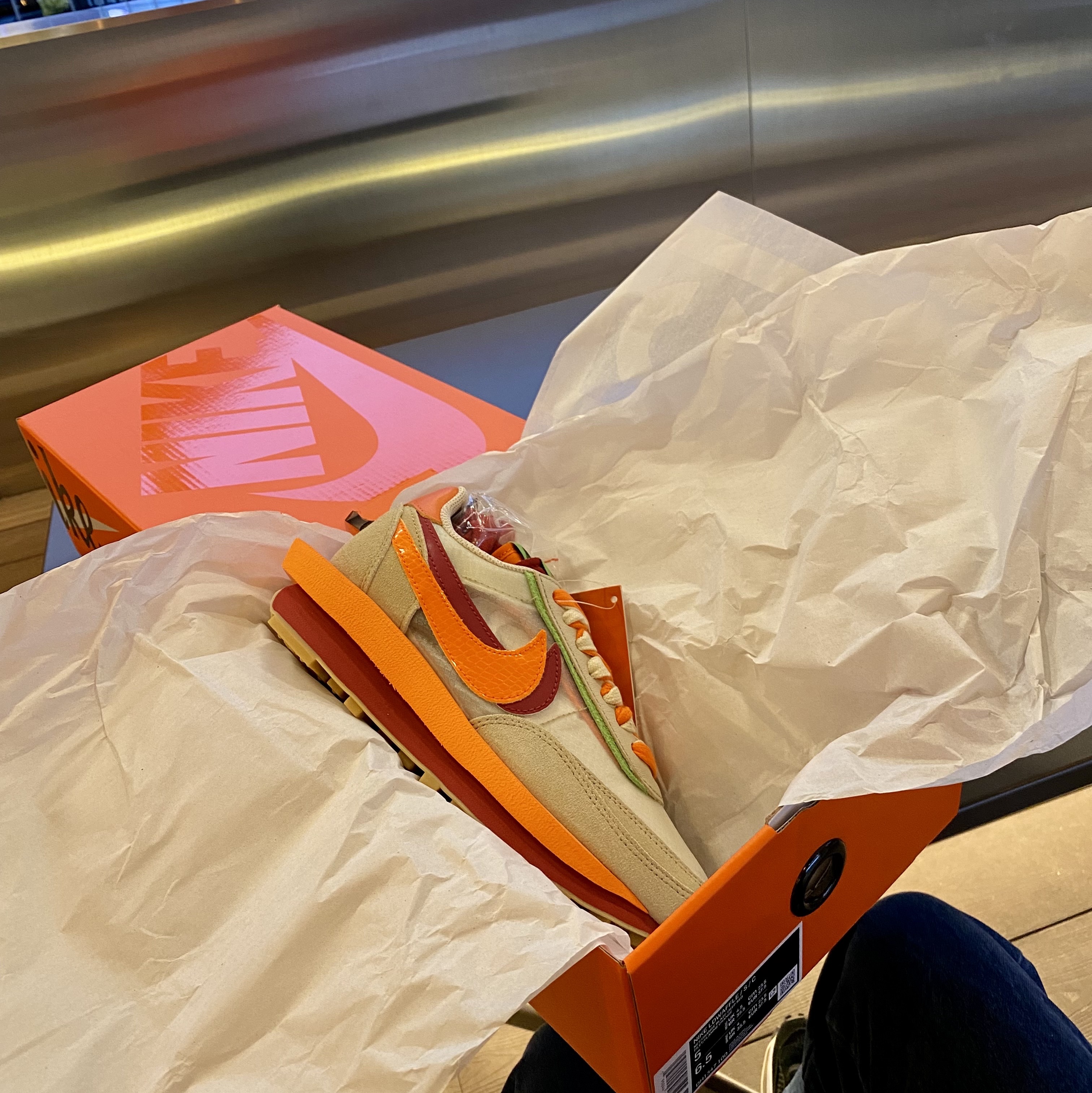 Nike x Sacai VaporWaffle Black White, Nike x Sacai x Clot LDWaffle Orange Blaze 착용 스타일 - 3