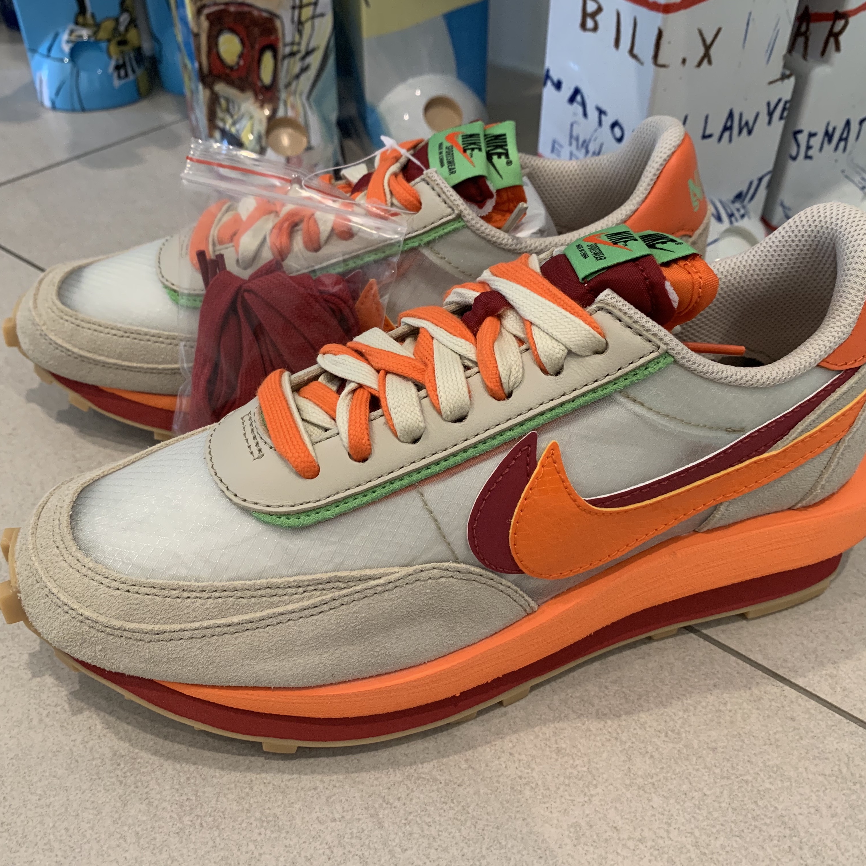 Nike x Sacai x Clot LDWaffle Orange Blaze 착용 스타일