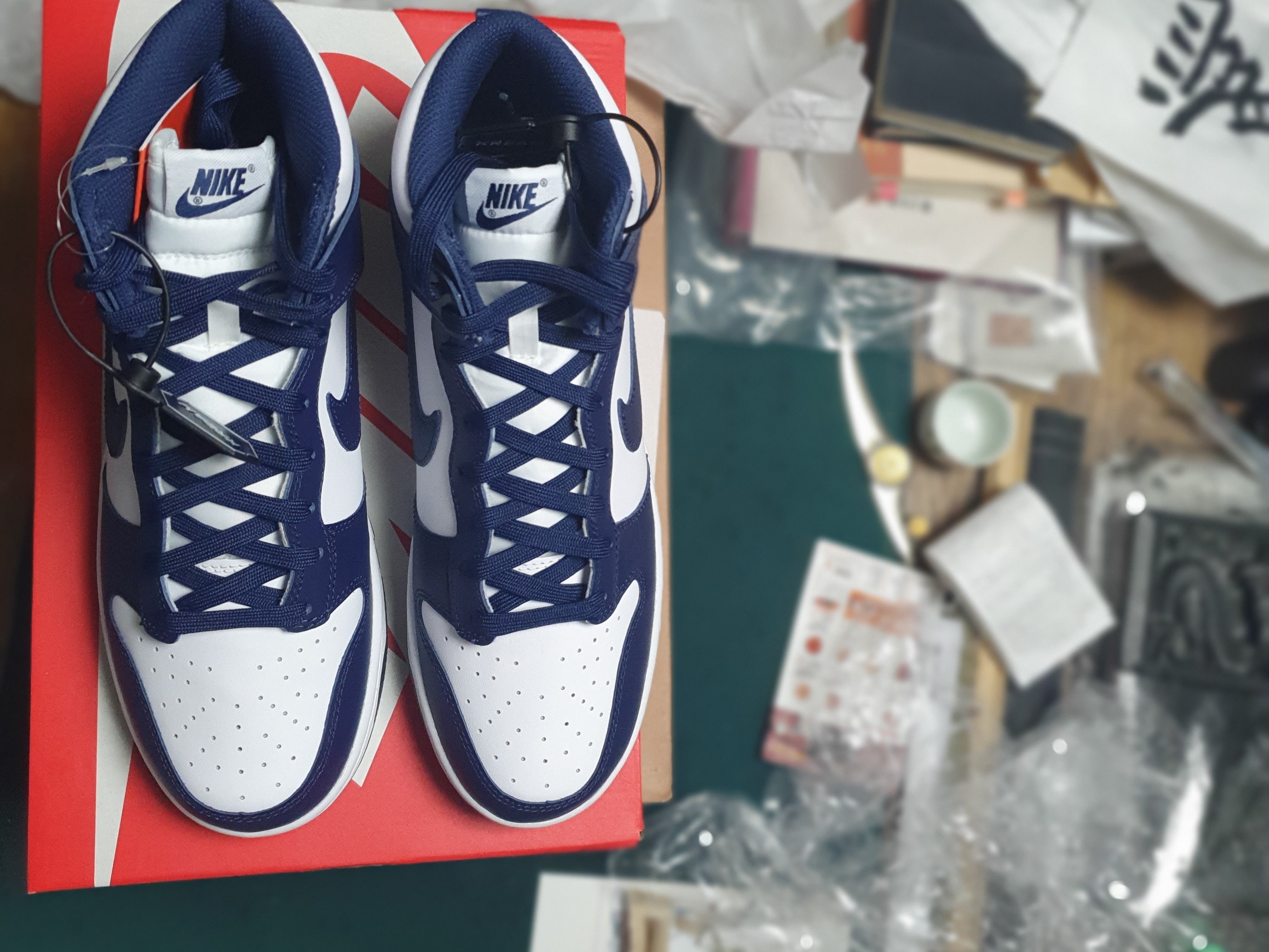 Nike Dunk High Retro Championship Navy 착용 스타일 - 4