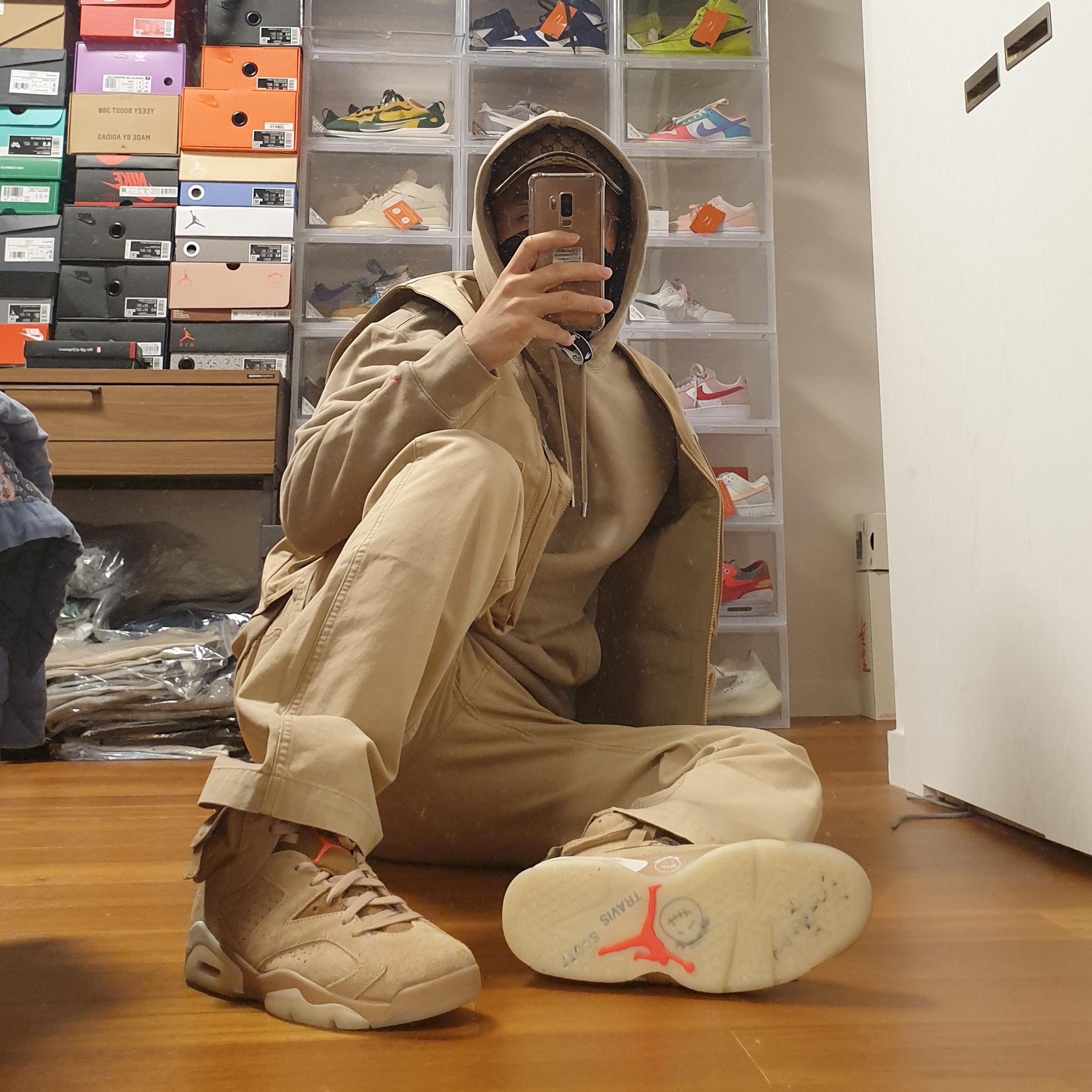 Jordan 6 x Travis Scott Retro SP British Khaki, Jordan x Travis Scott Pullover Hoodie - Asia 착용 스타일 - 5