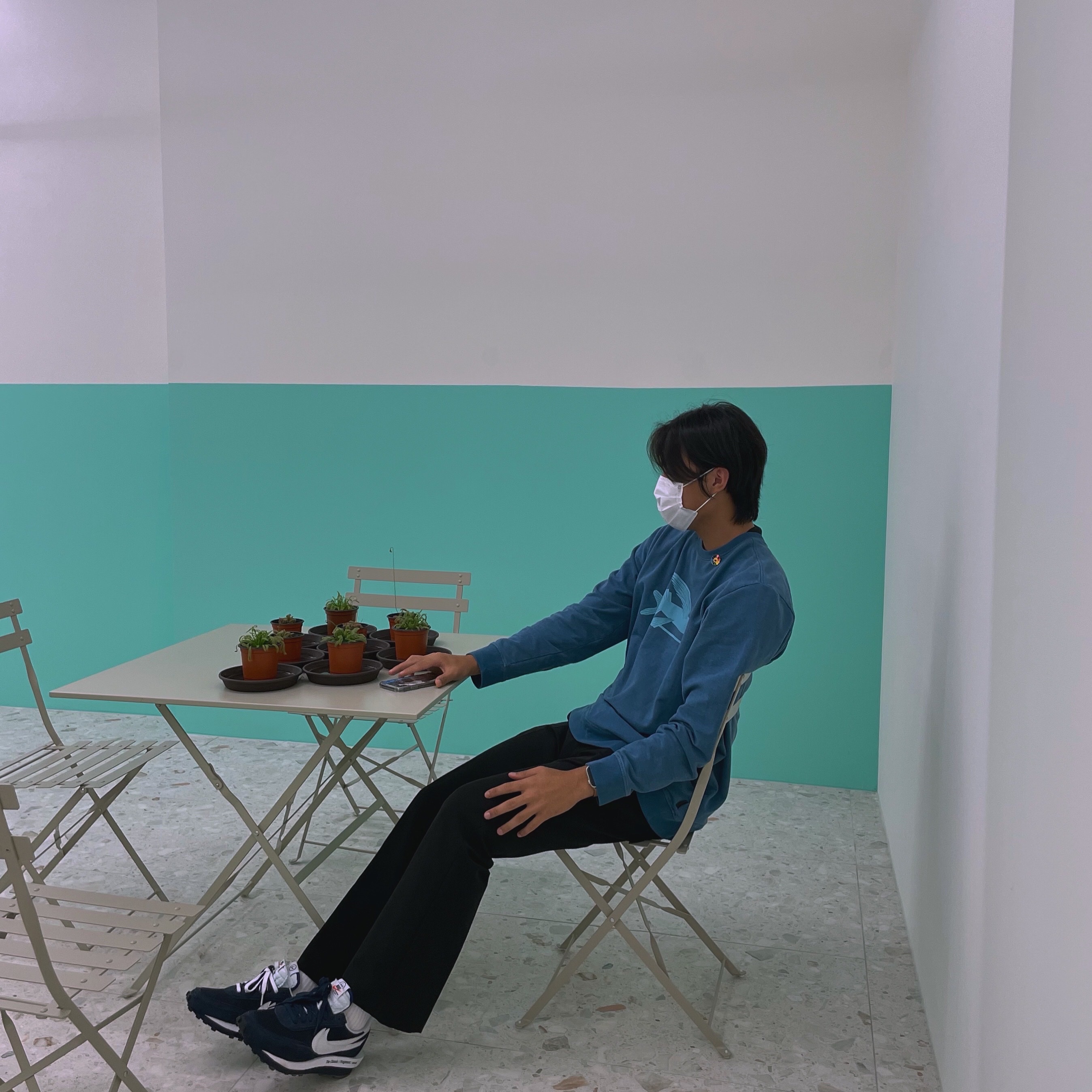 Nike x Sacai x Fragment LDWaffle Blackened Blue 착용 스타일