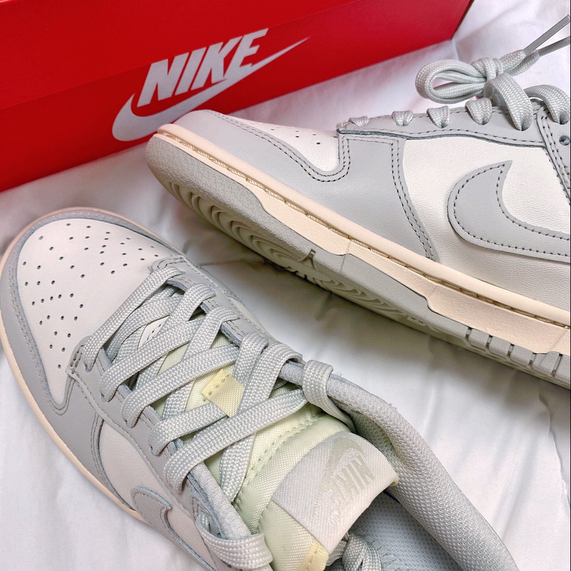 (W) Nike Dunk Low Light Bone 착용 스타일 - 4