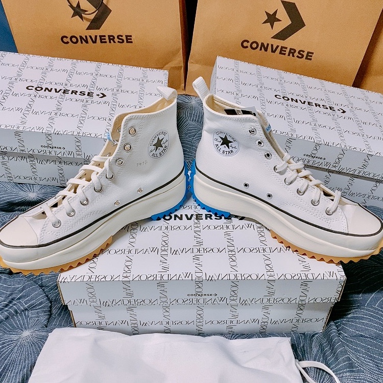 Converse x JW Anderson Run Star Hike Hi White 착용 스타일 - 2