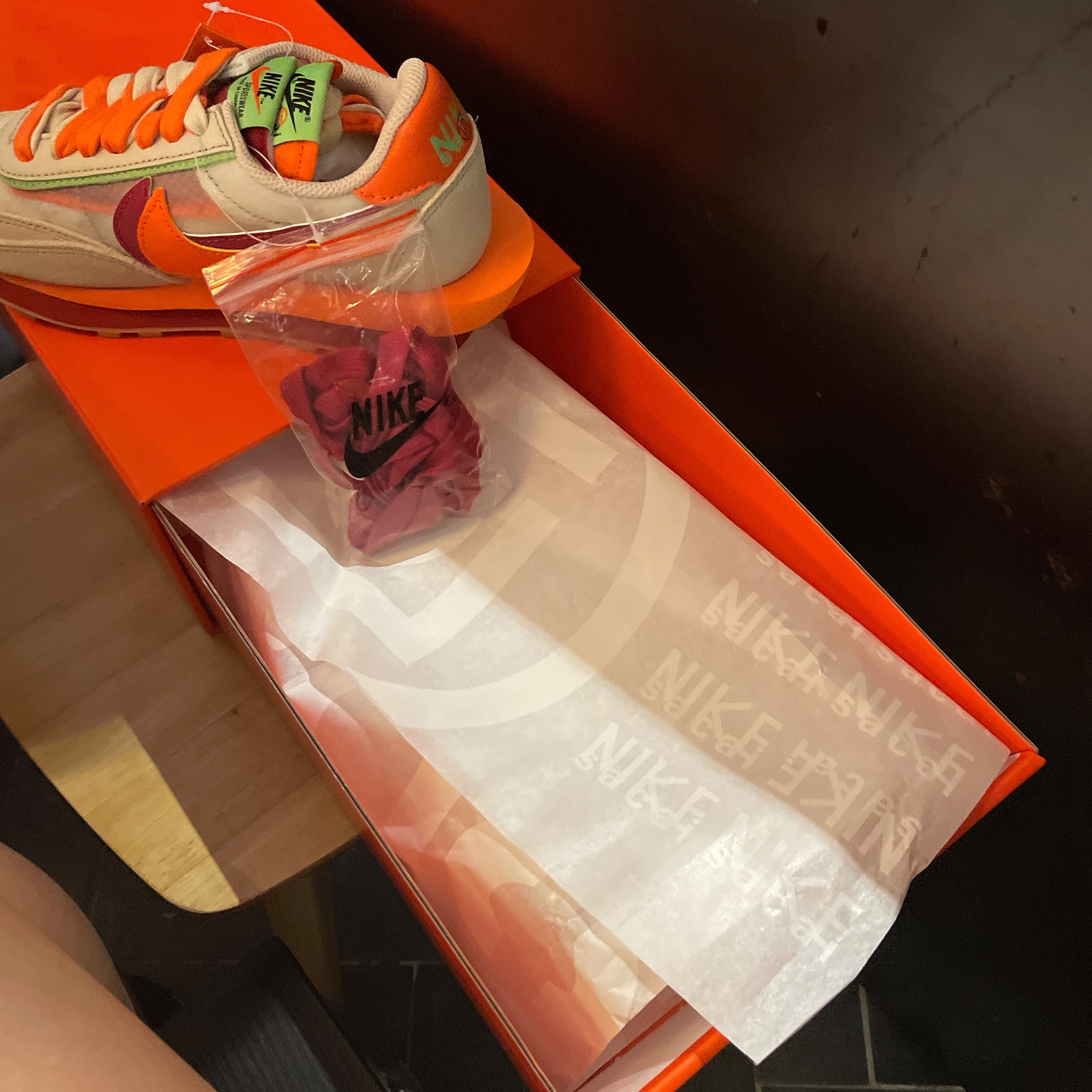 Nike x Sacai x Clot LDWaffle Orange Blaze 착용 스타일 - 4