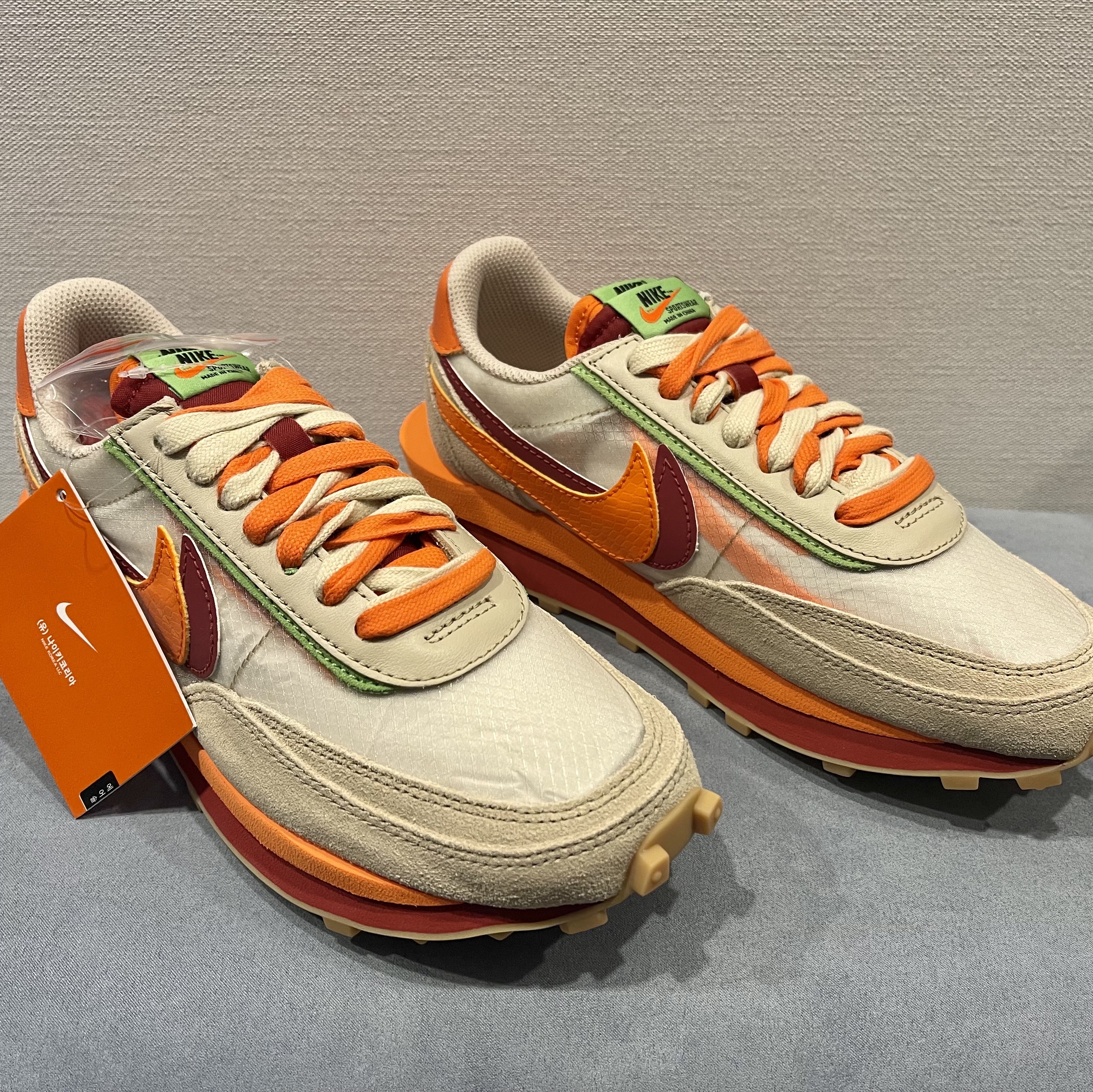 Nike x Sacai x Clot LDWaffle Orange Blaze 착용 스타일 - 1