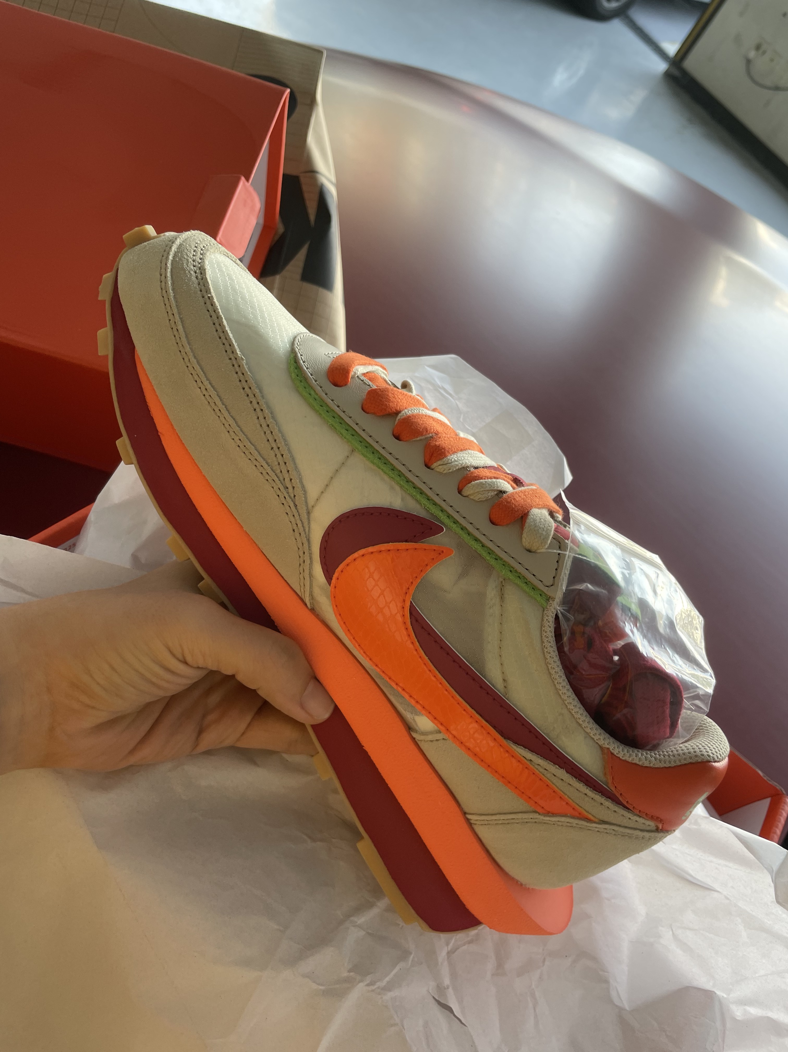 Nike x Sacai x Clot LDWaffle Orange Blaze 착용 스타일