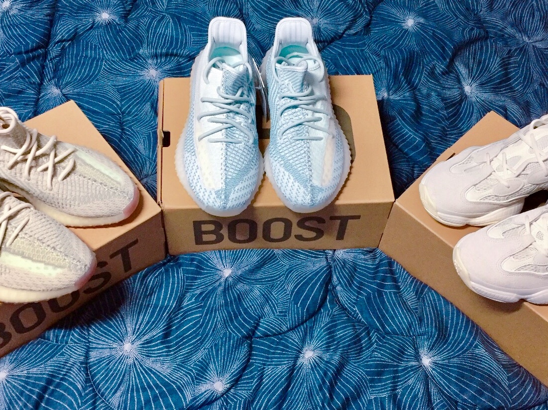 Adidas Yeezy Boost 350 V2 Cloud White - Non-Reflective, Adidas Yeezy 500 Bone White 착용 스타일