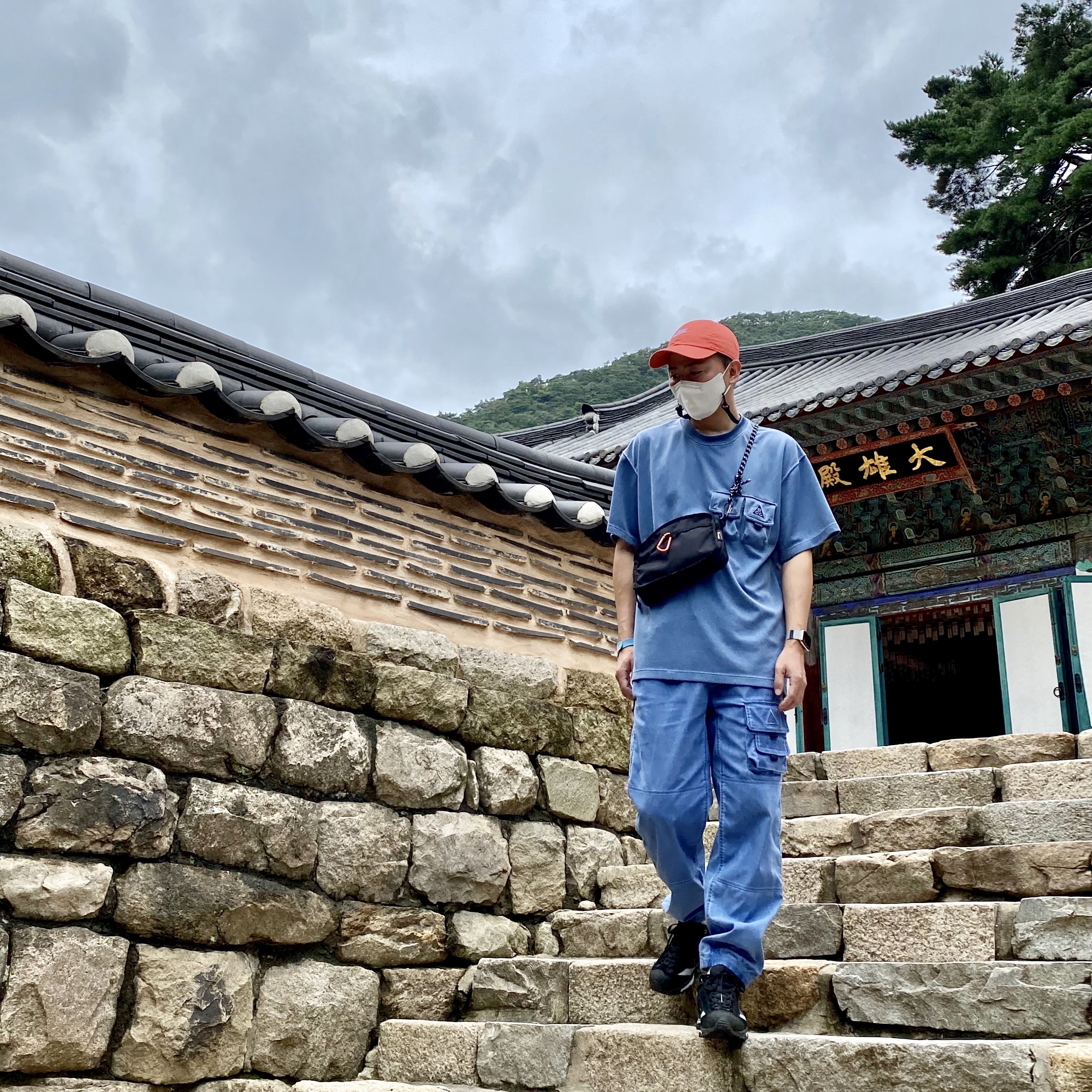 Nike ACG Watchman Peak Pants Blue Void - Asia, Nike ACG Watchman Peak T-Shirt Blue Void - Asia 착용 스타일