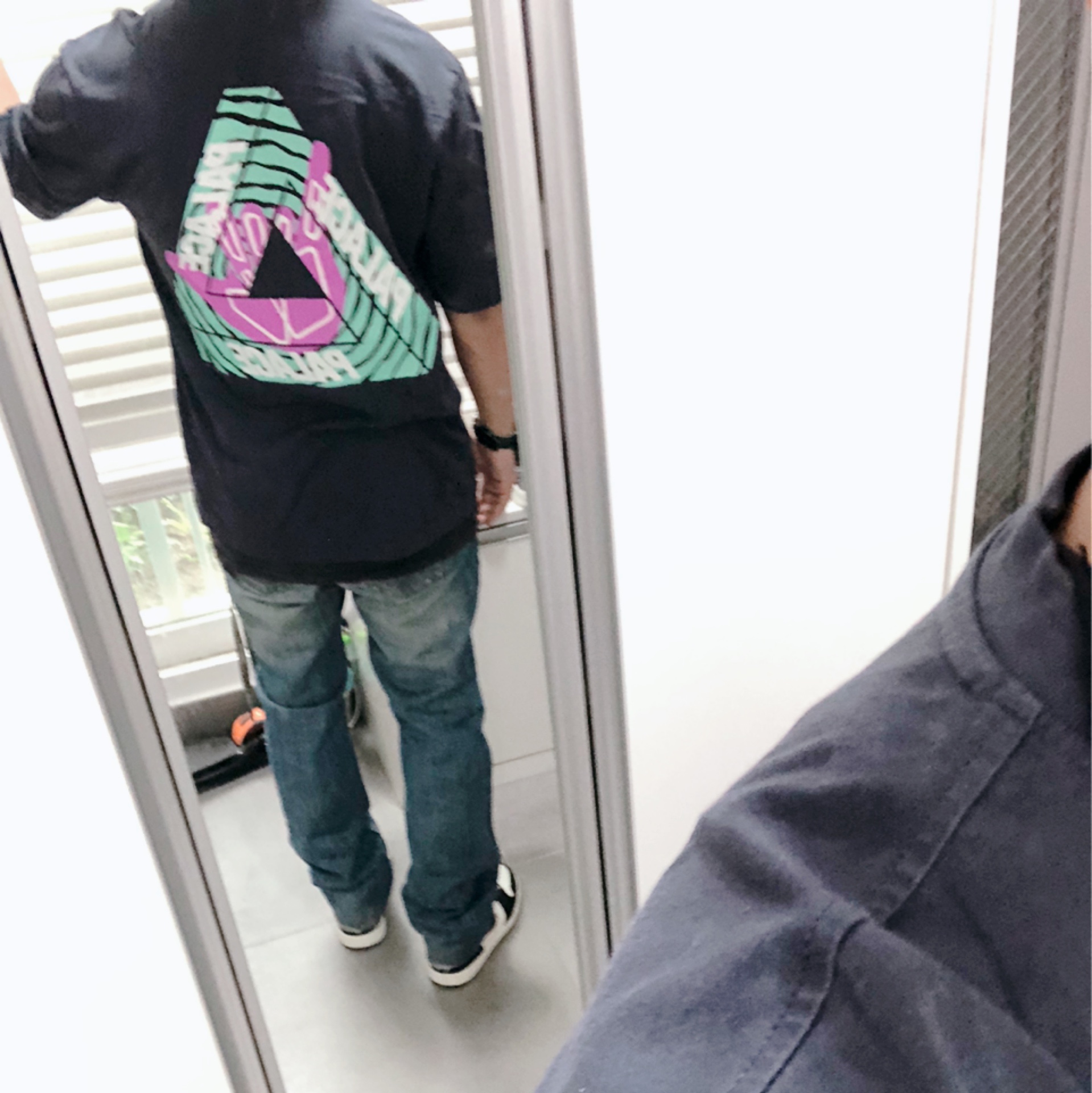 Jordan 1 Retro High OG A Star Is Born, Palace Tri-Zooted Shakka T-Shirt Navy - 20FW 착용 스타일 - 5