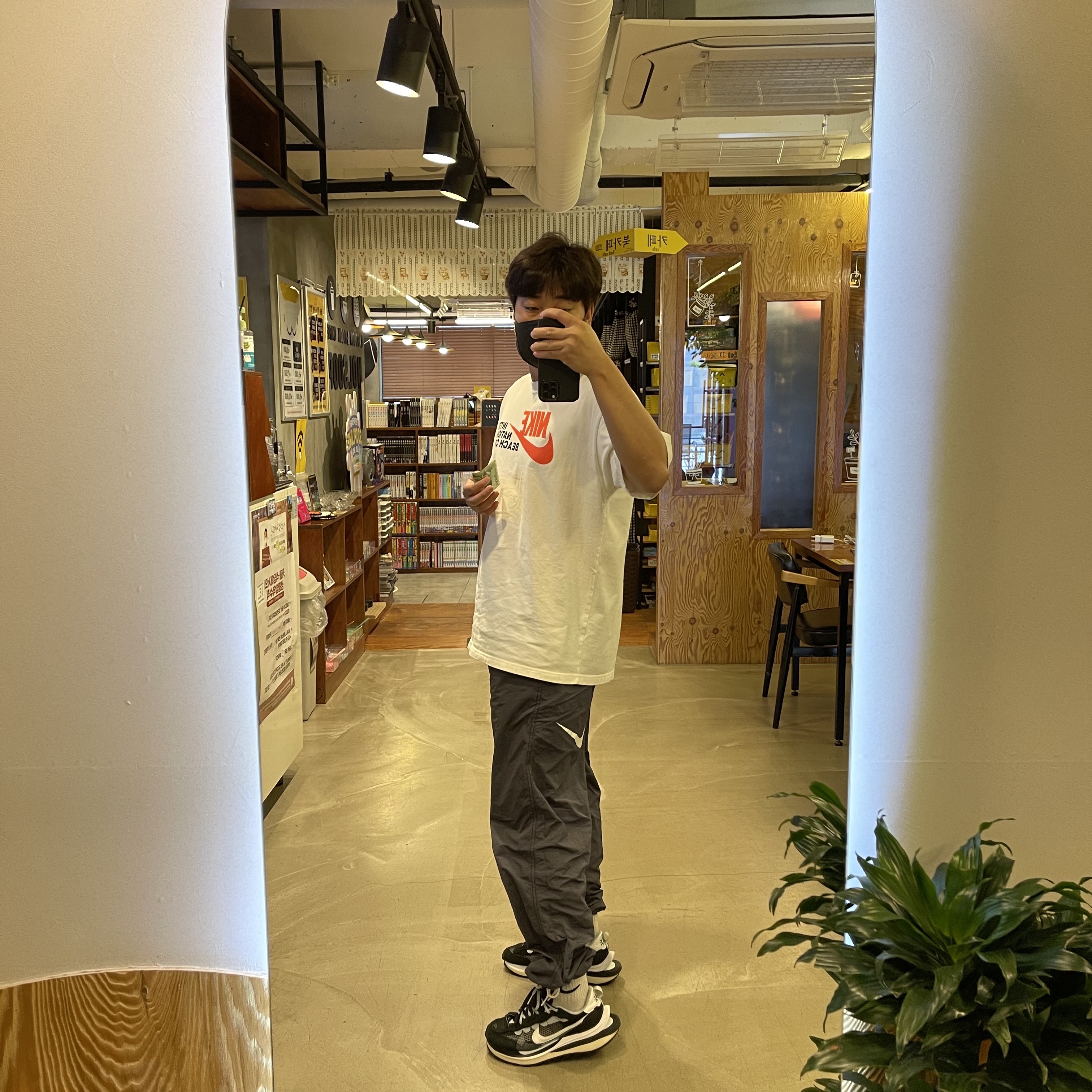 Nike x Sacai VaporWaffle Black White, Nike x Stussy Beach Pants Off Noir 착용 스타일