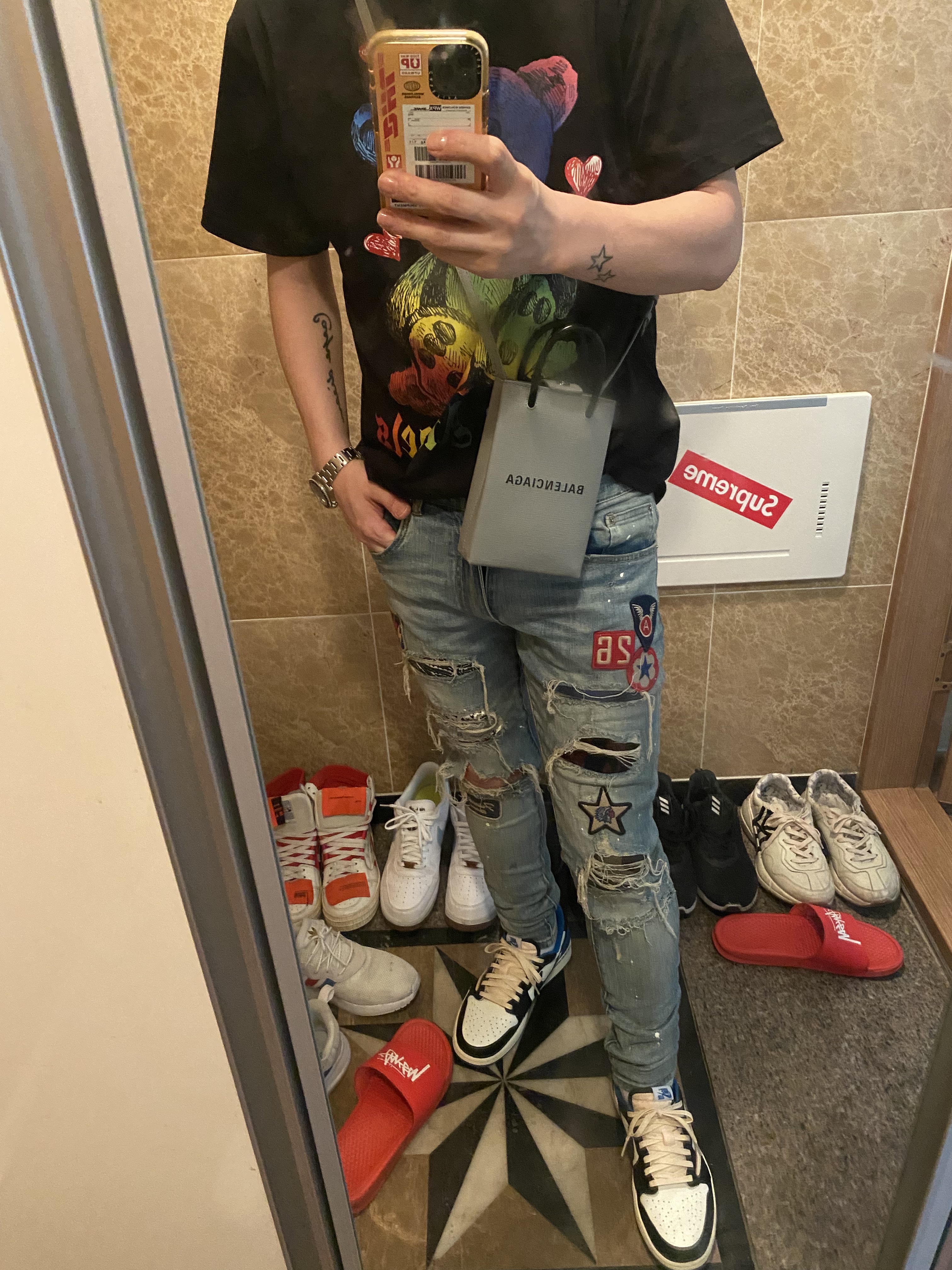 Jordan 1 x Travis Scott x Fragment Retro Low OG SP Military Blue 착용 스타일