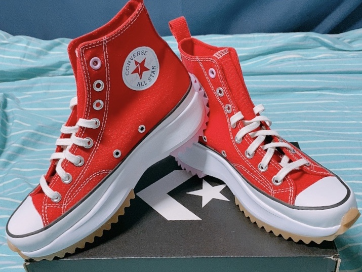 Converse Run Star Hike Hi Rapid Teal, Converse Run Star Hike Hi University Red 착용 스타일 - 4
