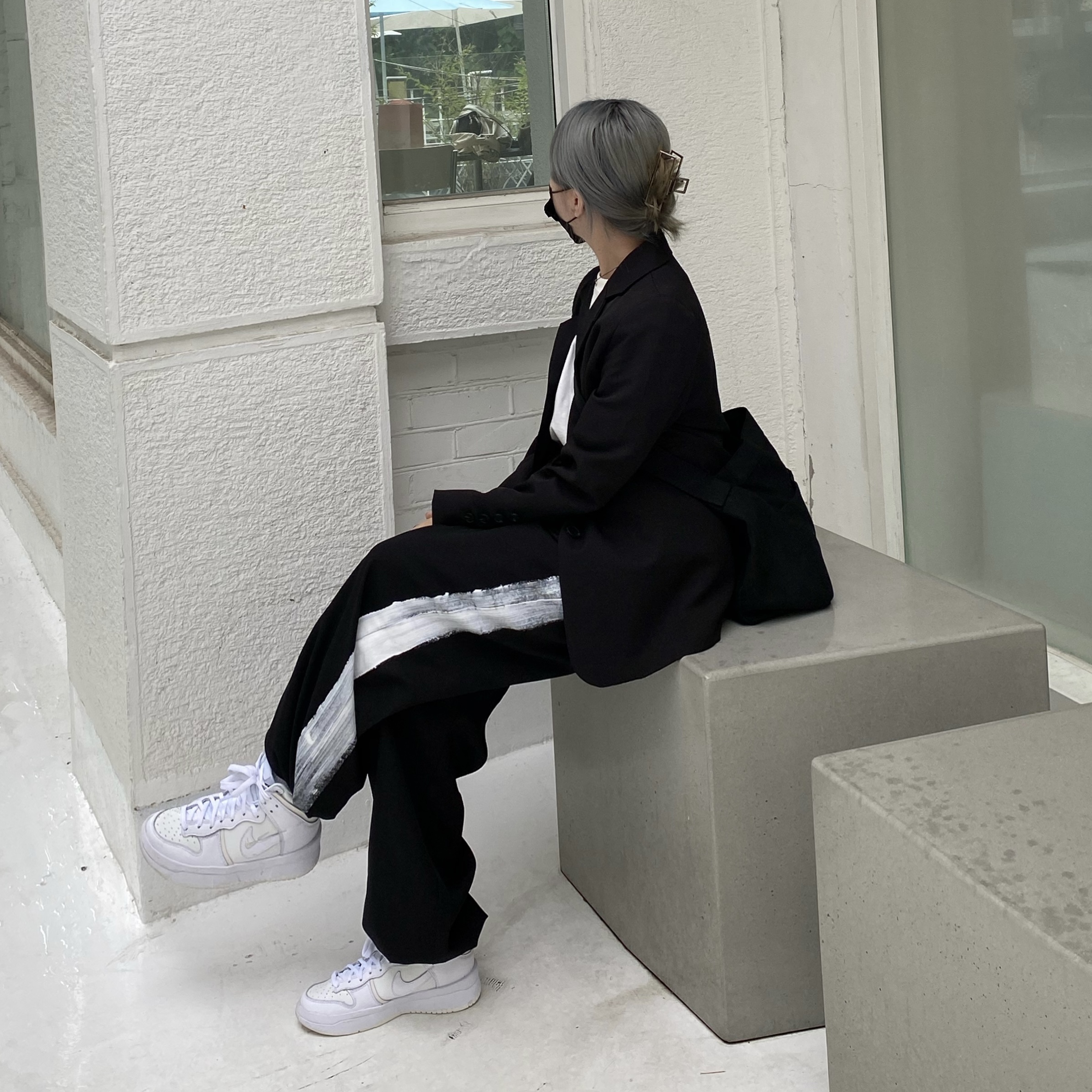 (W) Nike Dunk High Up Summit White 착용 스타일 - 3