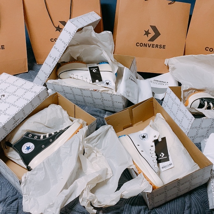Converse x JW Anderson Run Star Hike Hi Black 착용 스타일 - 5