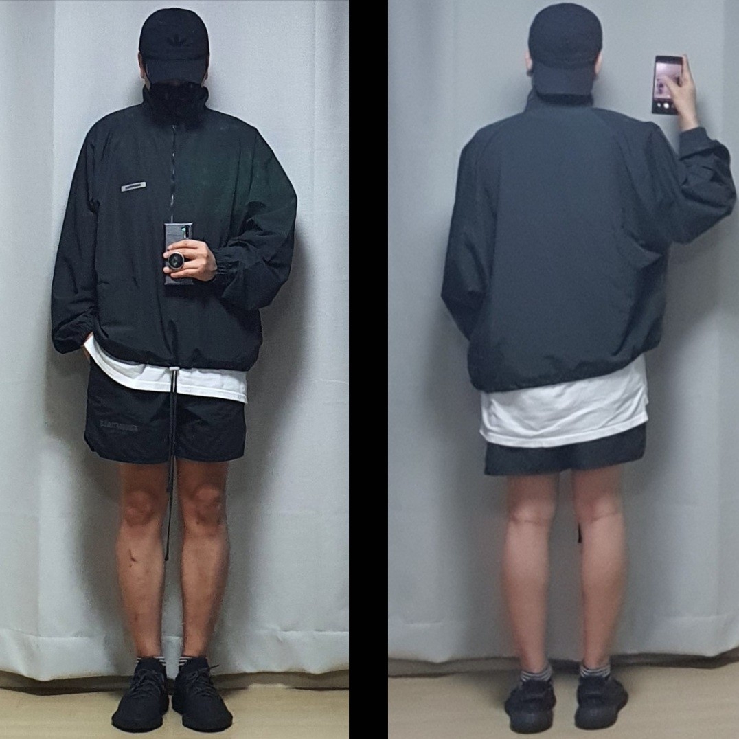 Essentials Track Jacket Black - 20FW, Essentials Volley Shorts Black - 20FW 착용 스타일 - 1