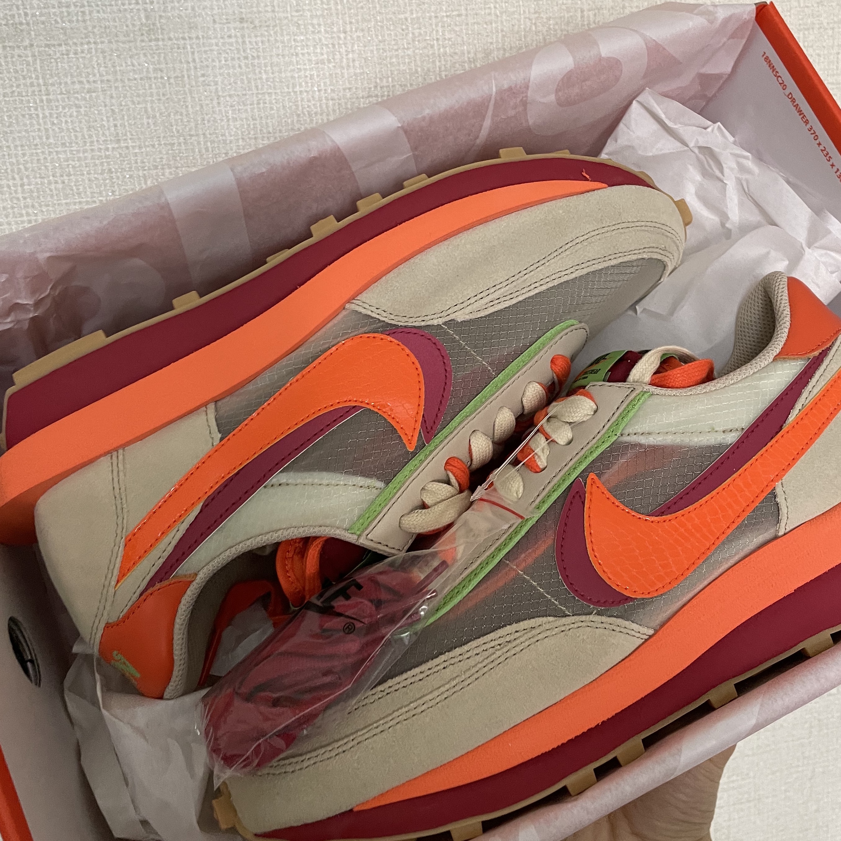 Nike x Sacai x Clot LDWaffle Orange Blaze 착용 스타일