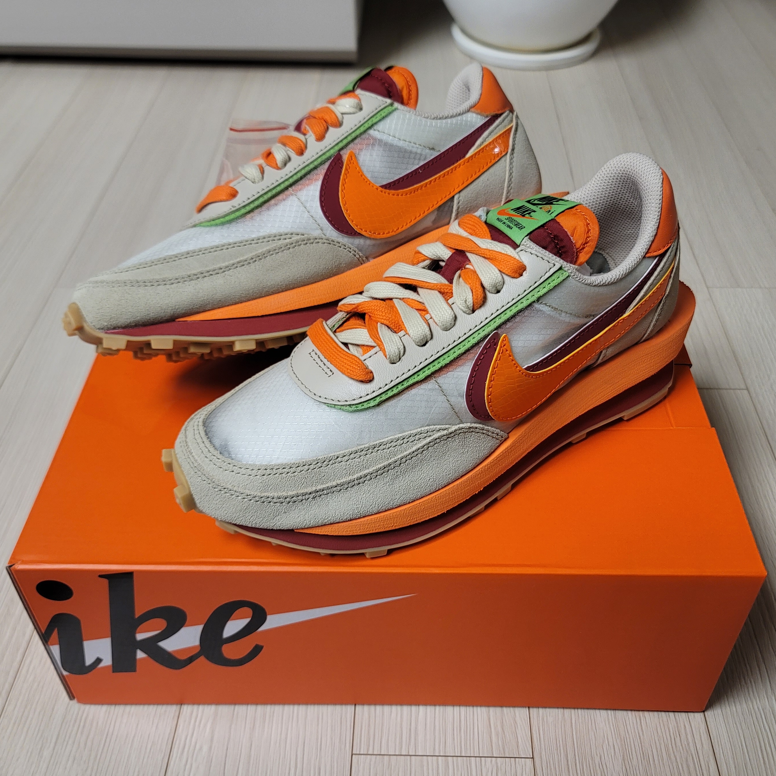 Nike x Sacai x Clot LDWaffle Orange Blaze 착용 스타일 - 3