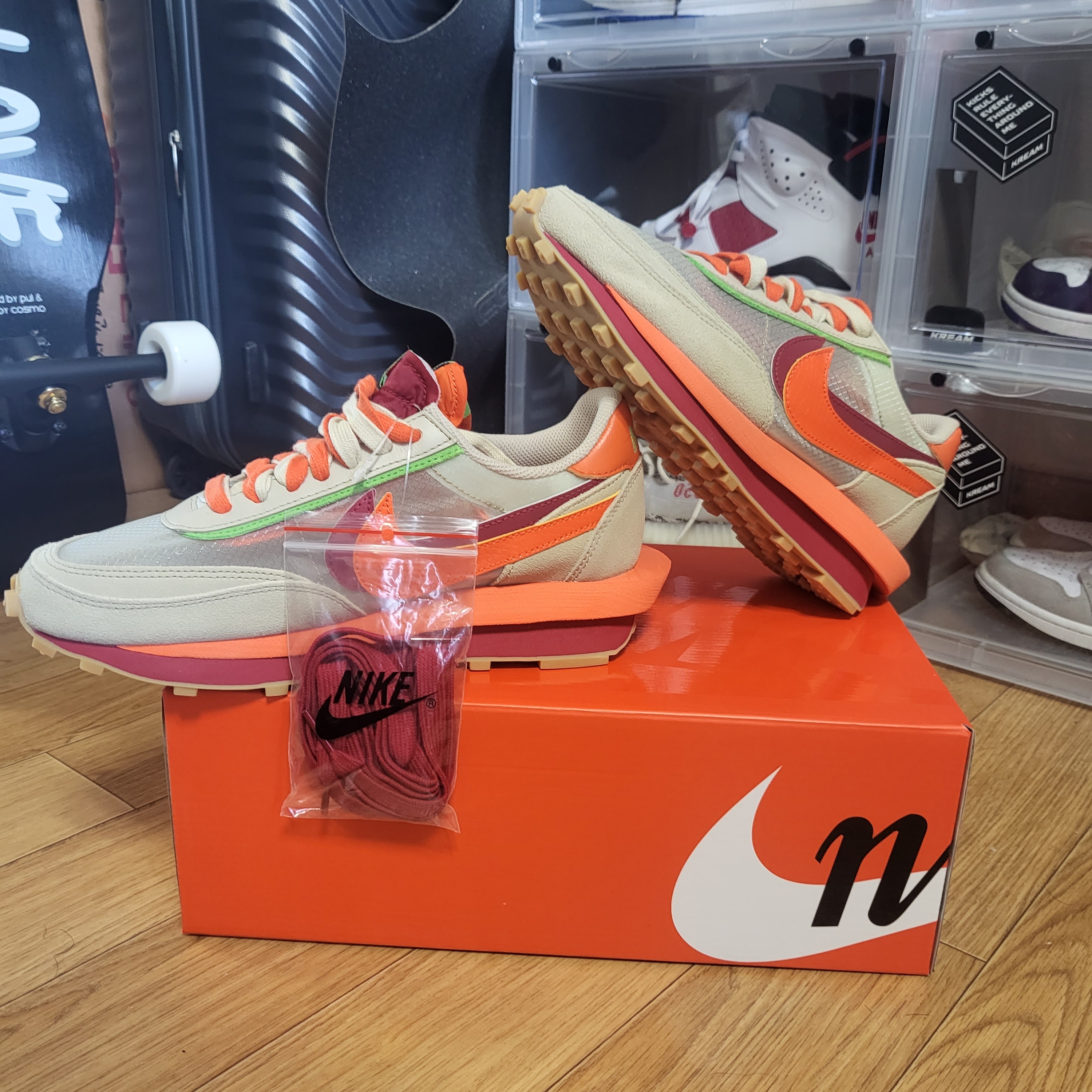 Nike x Sacai x Clot LDWaffle Orange Blaze 착용 스타일 - 1
