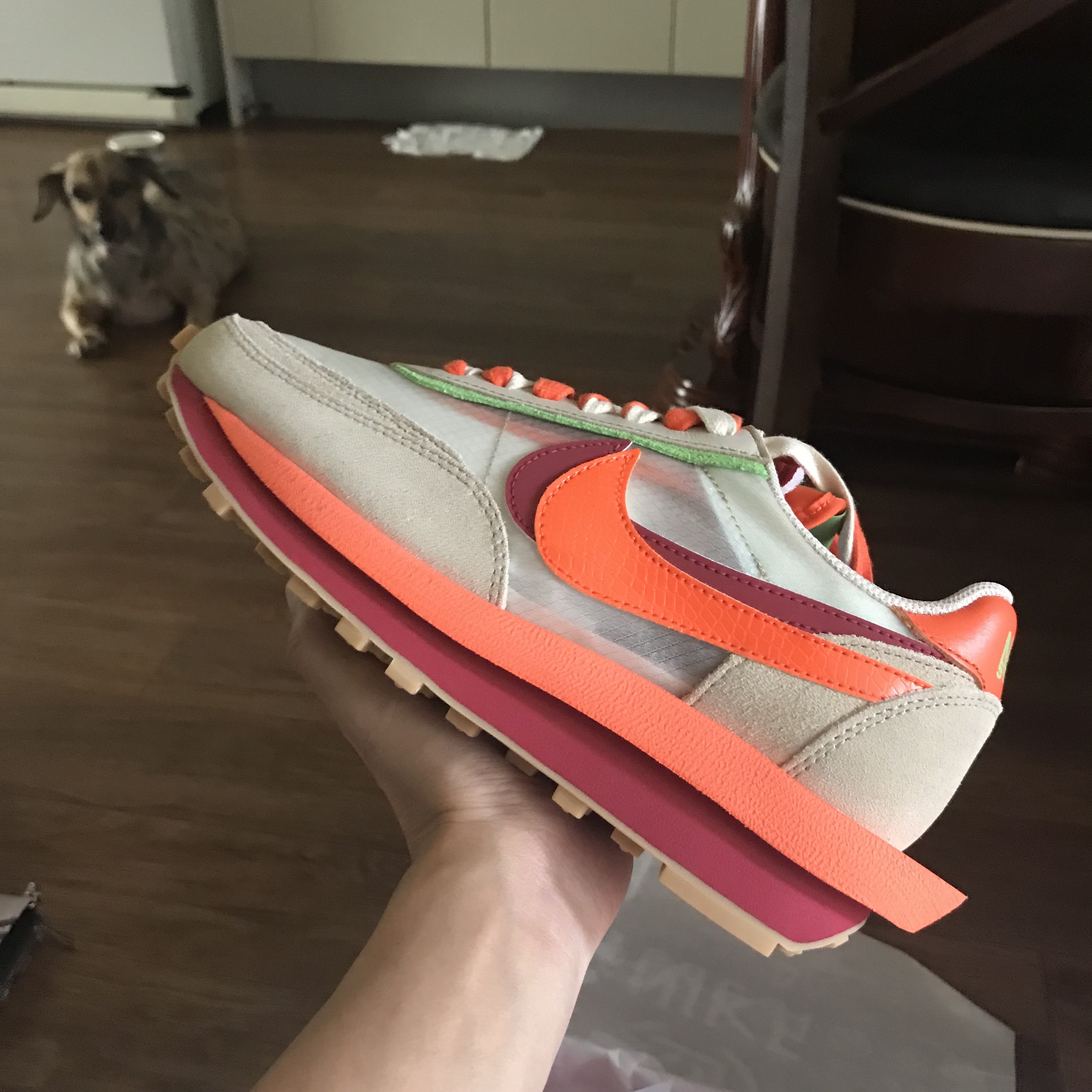 Nike x Sacai x Clot LDWaffle Orange Blaze 착용 스타일