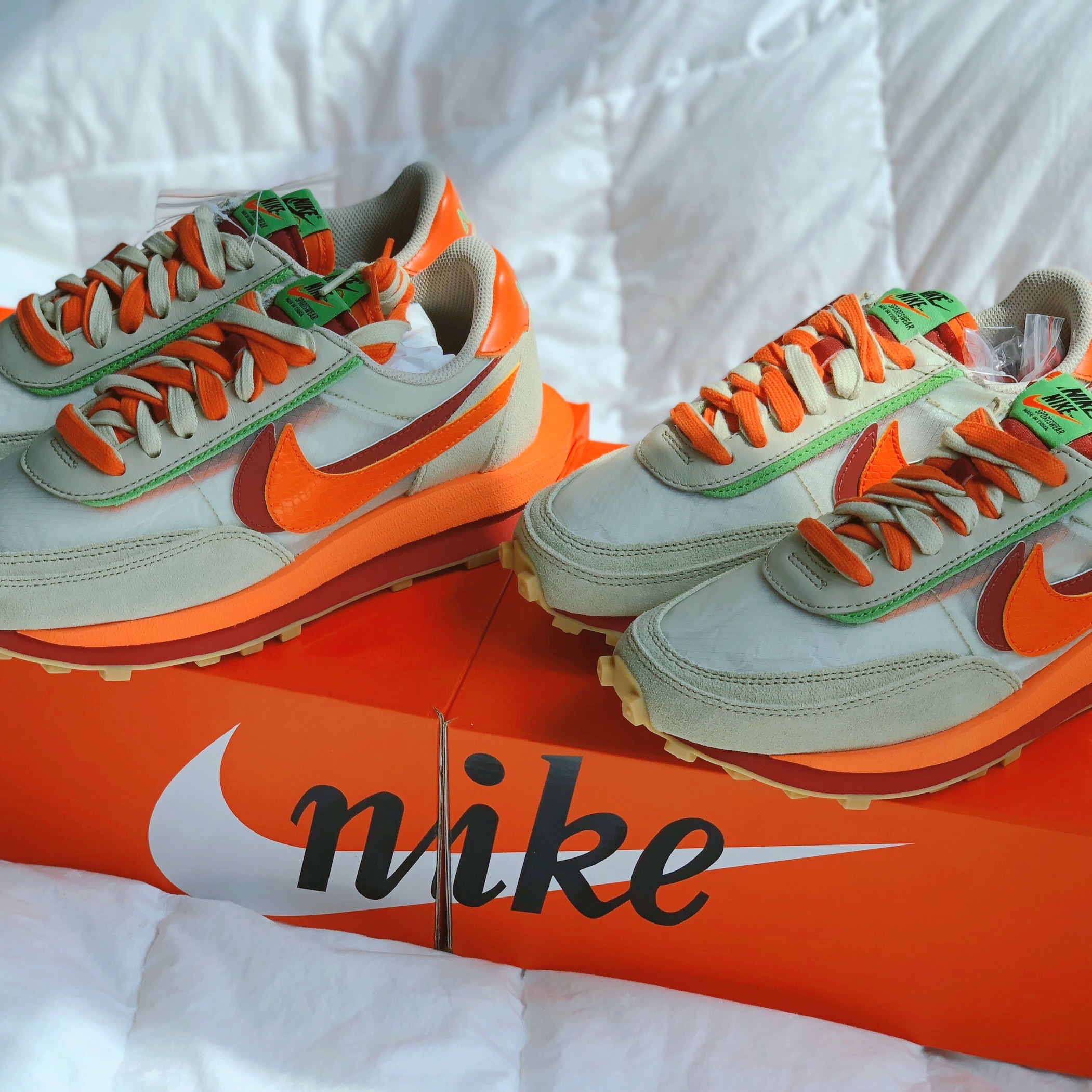 Nike x Sacai x Clot LDWaffle Orange Blaze 착용 스타일 - 2