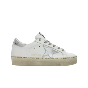 (W) Golden Goose Hi Star White Silver Heel Tab Sneakers