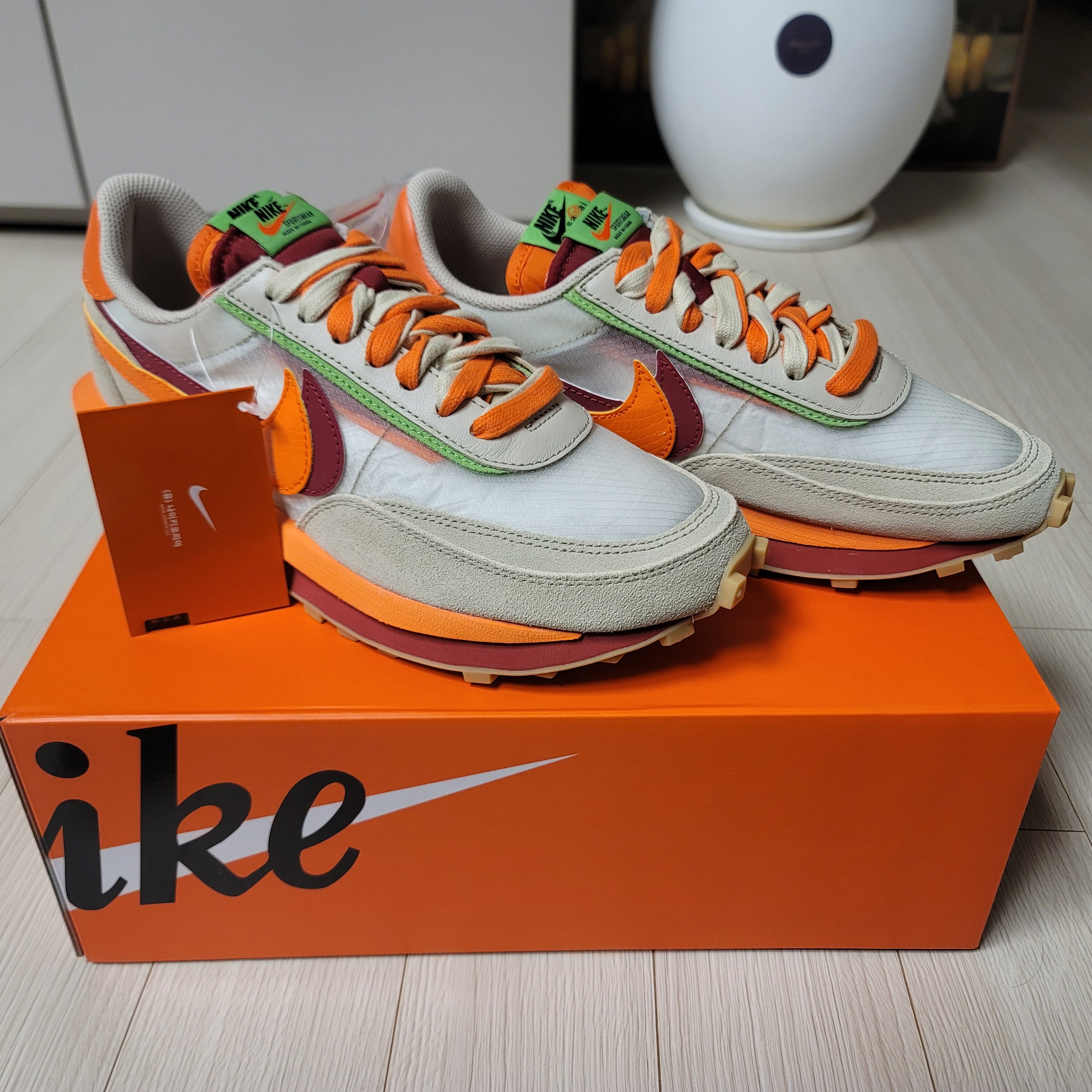 Nike x Sacai x Clot LDWaffle Orange Blaze 착용 스타일 - 2