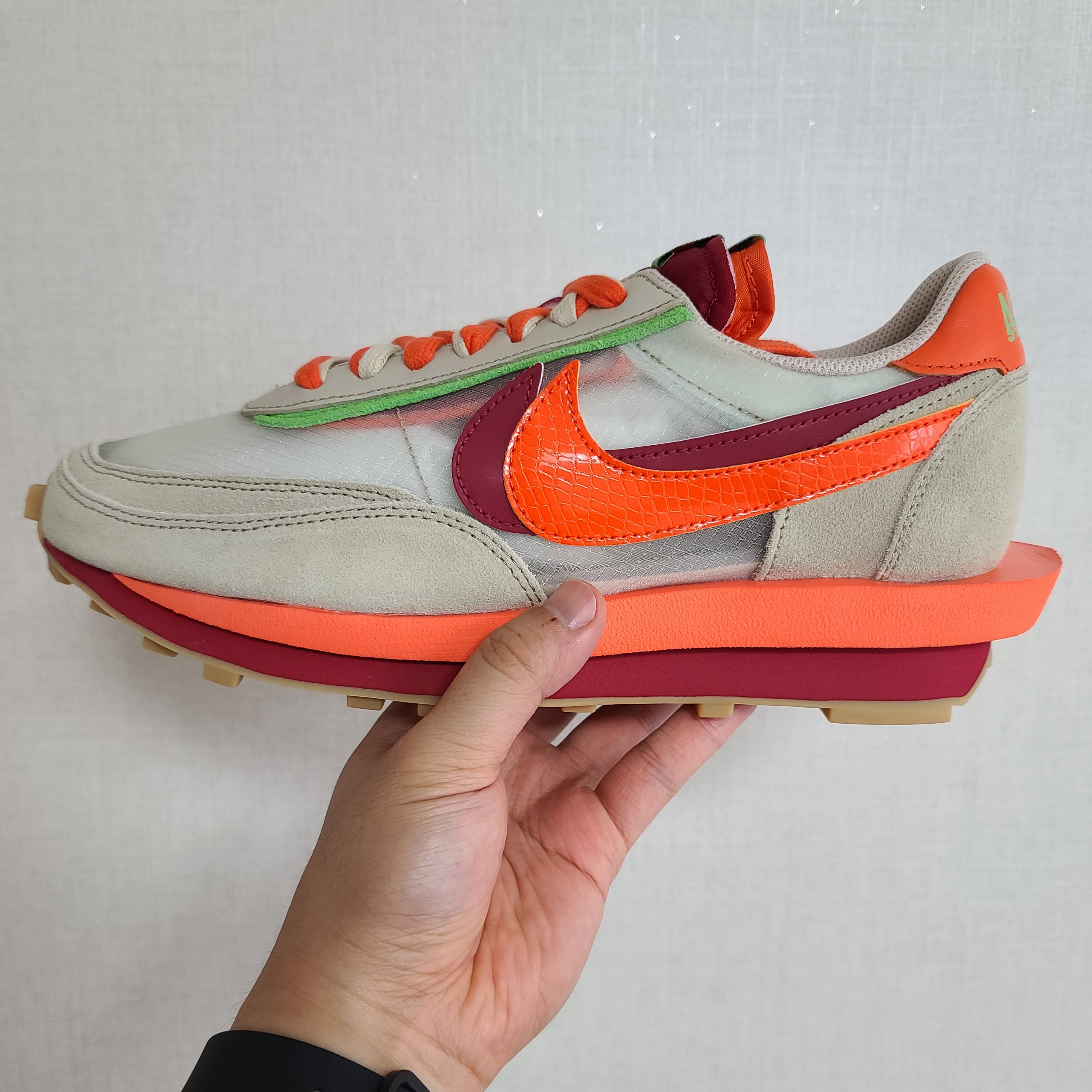Nike x Sacai x Clot LDWaffle Orange Blaze 착용 스타일 - 1