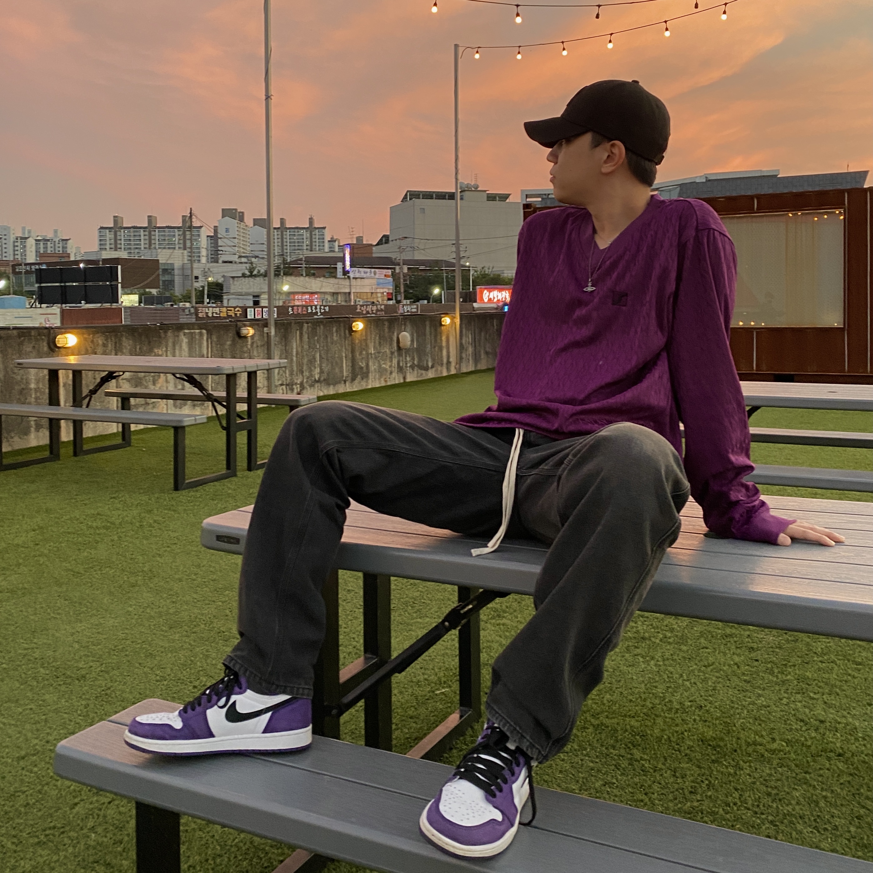 Jordan 1 Retro High OG Court Purple 2020 착용 스타일 - 1