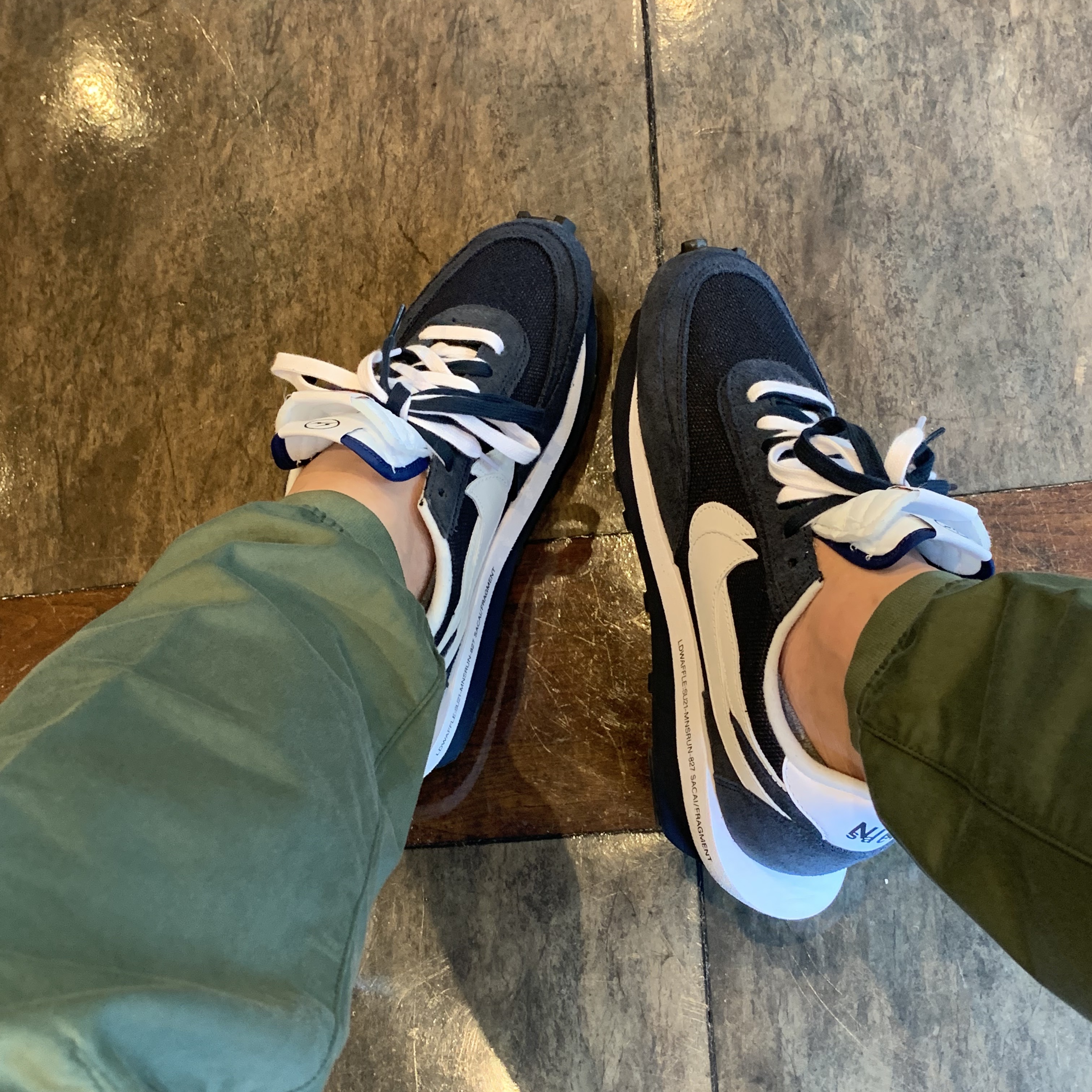 Nike x Sacai x Fragment LDWaffle Blackened Blue 착용 스타일 - 2