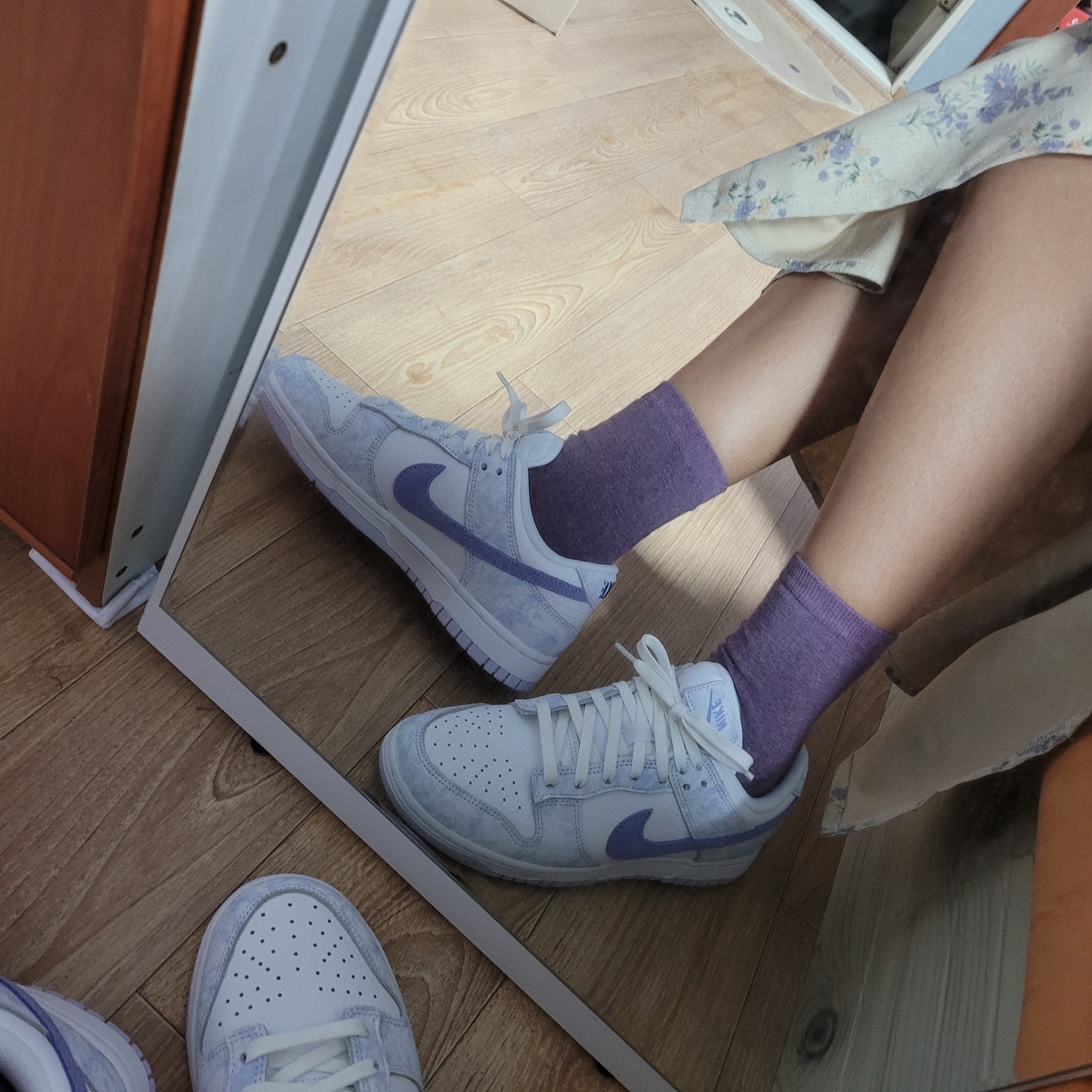 (W) Nike Dunk Low Purple Pulse 착용 스타일 - 2