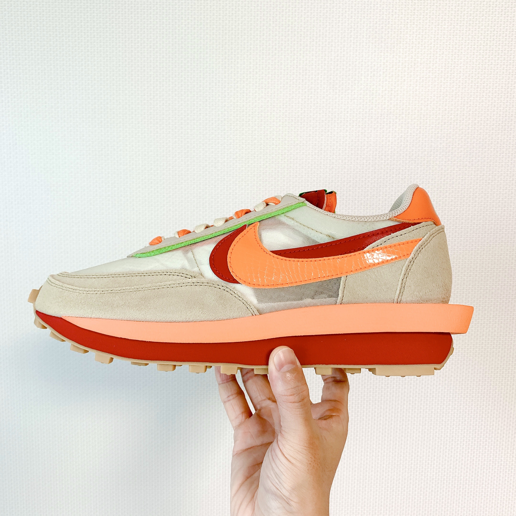 Nike x Sacai x Clot LDWaffle Orange Blaze 착용 스타일 - 5